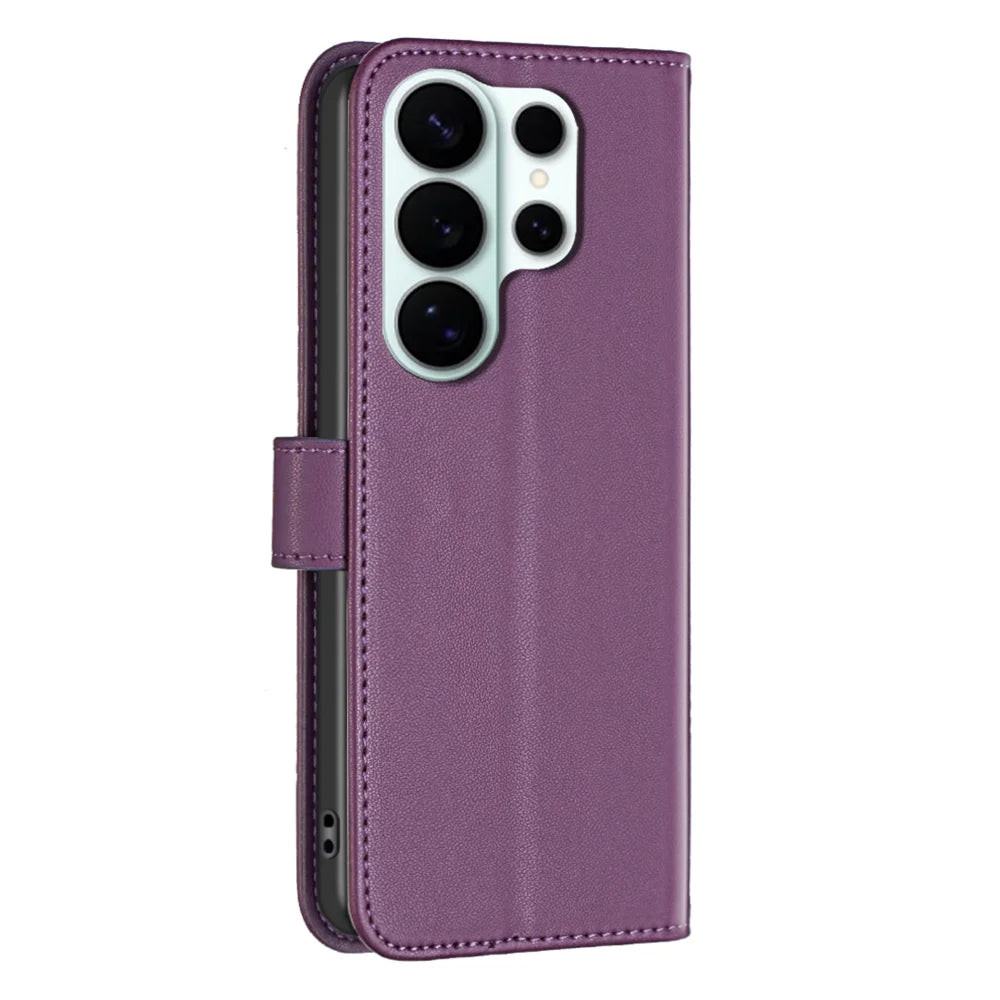 BINFEN COLOR For Samsung Galaxy S26 Ultra Phone Case  BF17 Wallet Folio Flip Leather Cover - Dark Purple - 3