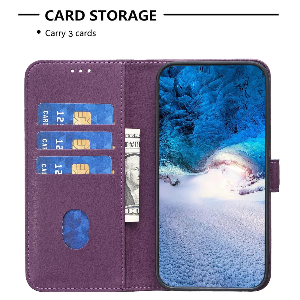 BINFEN COLOR For Samsung Galaxy S26 Ultra Phone Case  BF17 Wallet Folio Flip Leather Cover - Dark Purple - 6