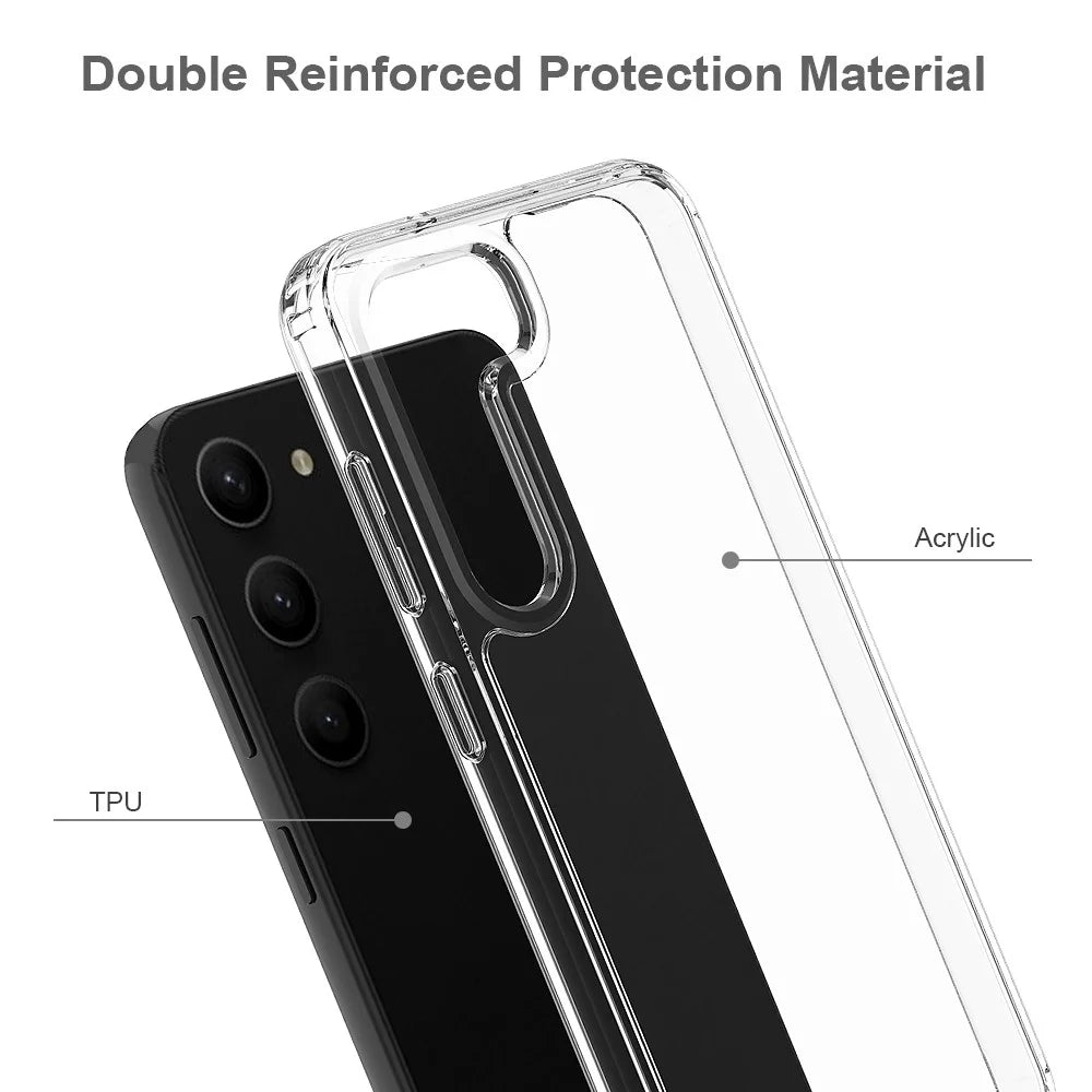For Samsung Galaxy S23 Drop Resistant Acrylic + TPU Cellphone Case Anti-yellowing Clear Phone Cover - Transparent - 3