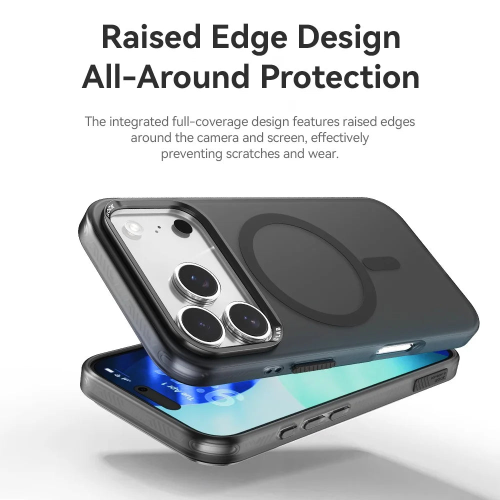 ROCK For iPhone 17 Pro Case Compatible with MagSafe Metal Lens Frame TPU + PC Matte Phone Cover - Black - 2