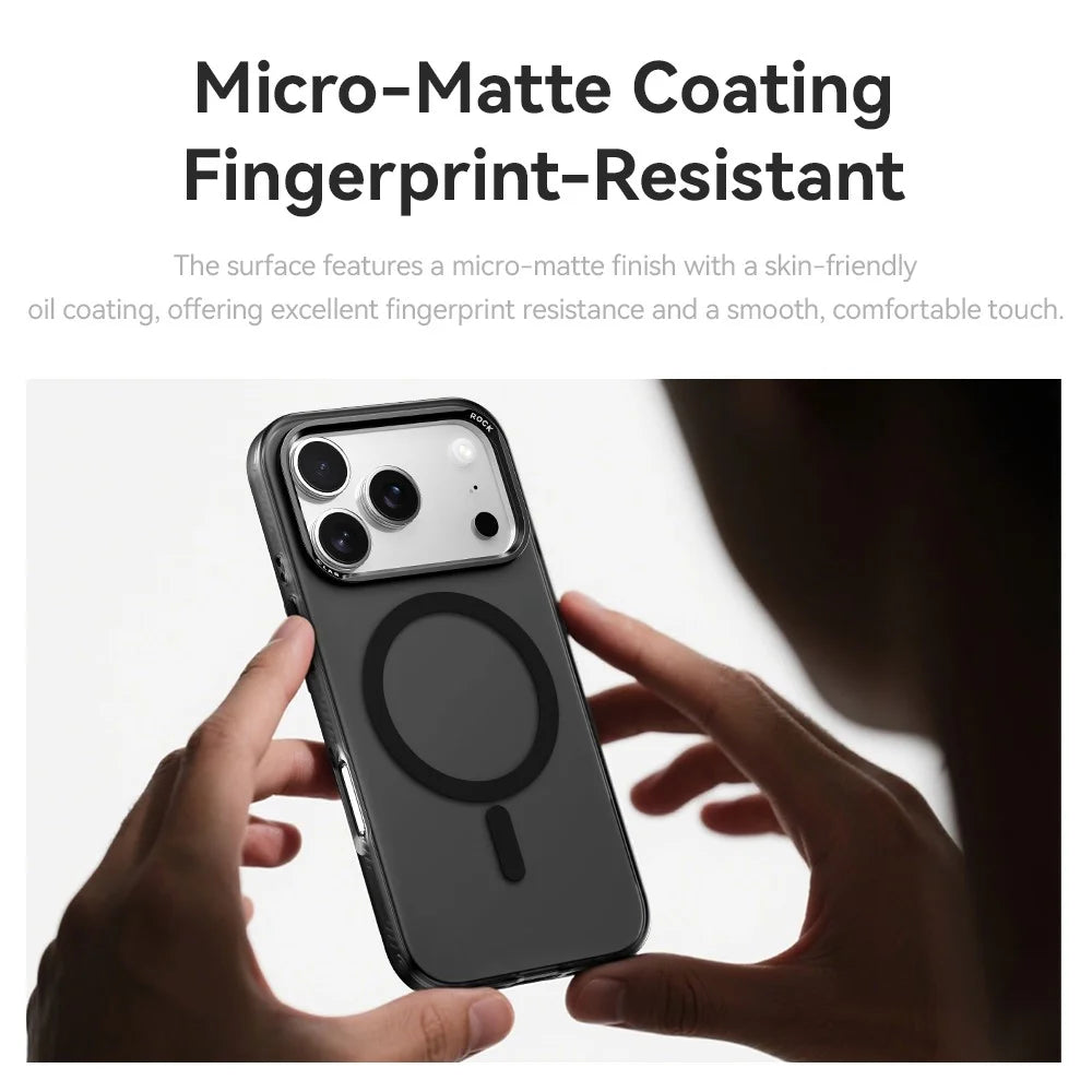 ROCK For iPhone 17 Pro Case Compatible with MagSafe Metal Lens Frame TPU + PC Matte Phone Cover - Black - 3