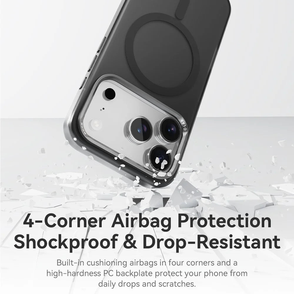 ROCK For iPhone 17 Pro Case Compatible with MagSafe Metal Lens Frame TPU + PC Matte Phone Cover - Black - 4