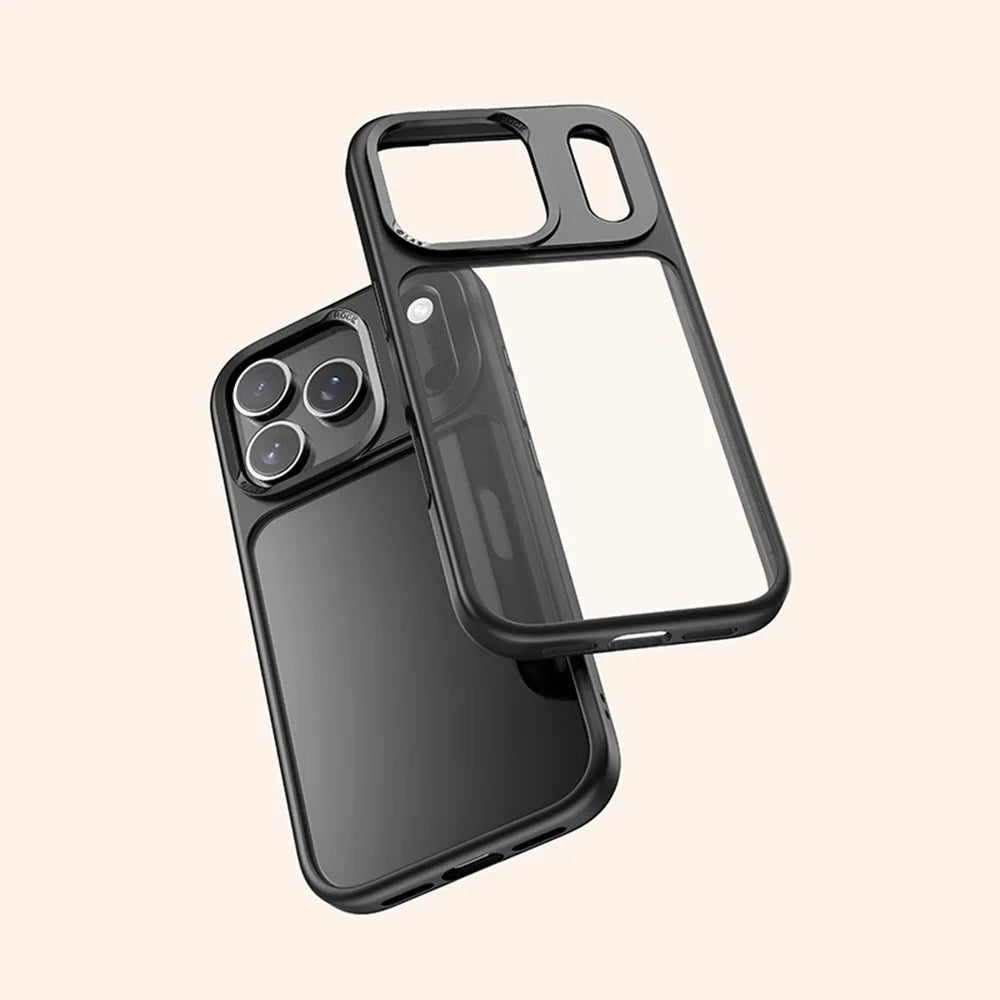 ROCK For iPhone 17 Pro Clear Phone Case PC + TPU Shockproof Back Cover - Black - 4