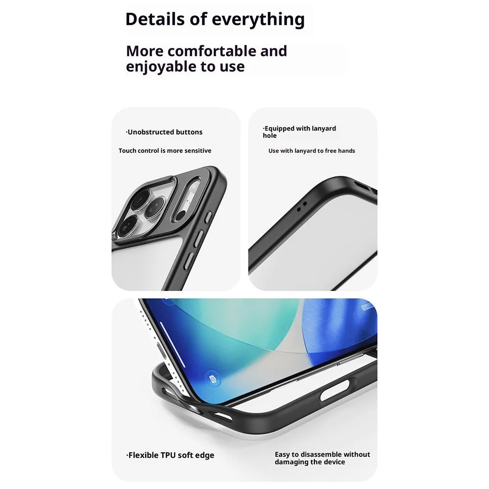 ROCK For iPhone 17 Pro Clear Phone Case PC + TPU Shockproof Back Cover - Black - 7