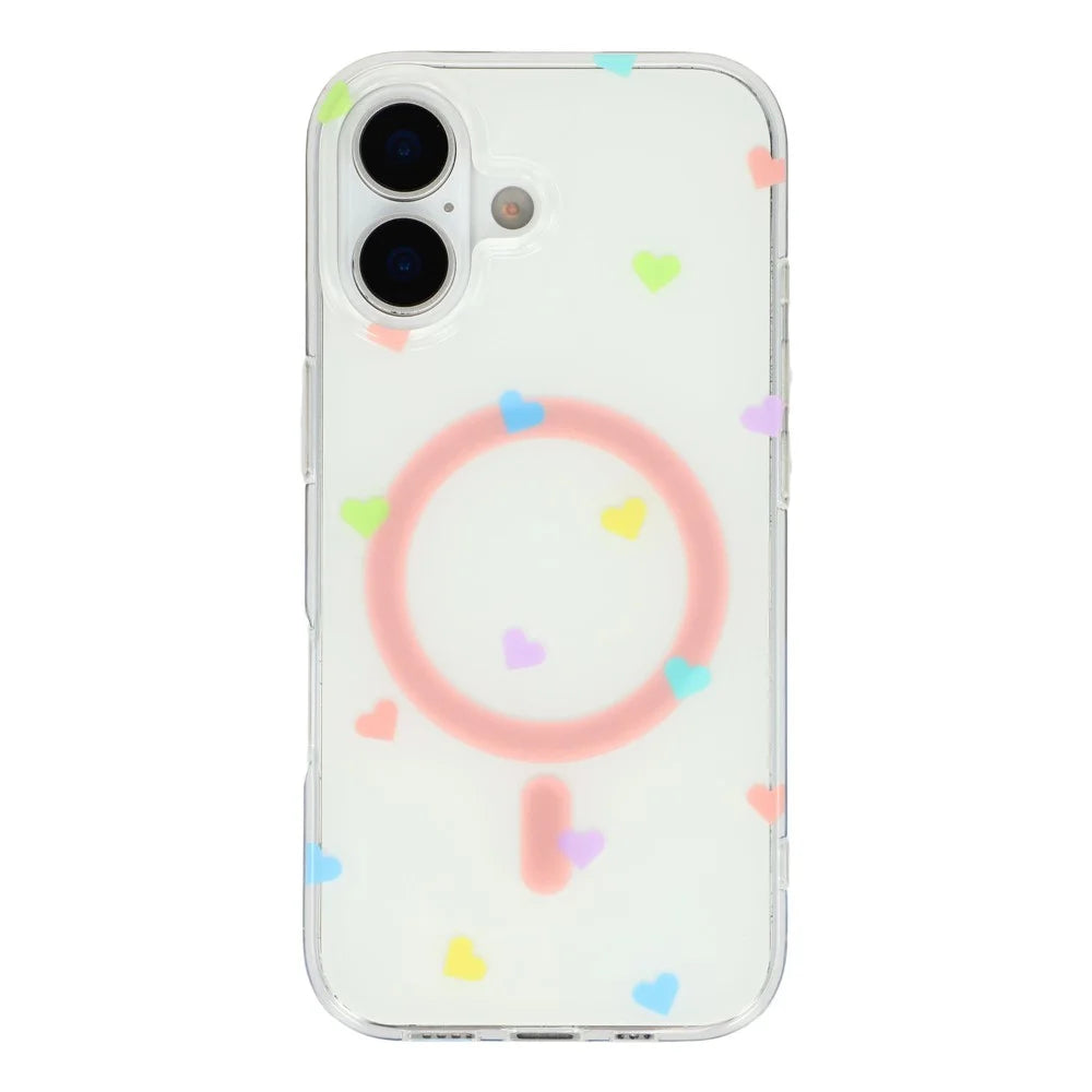 For iPhone 16 Case Little Heart Pattern TPU + PC Protective Phone Cover Compatible with MagSafe - Multi-color - 3