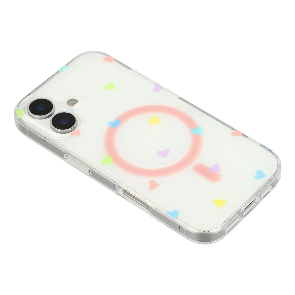 For iPhone 16 Case Little Heart Pattern TPU + PC Protective Phone Cover Compatible with MagSafe - Multi-color - 4