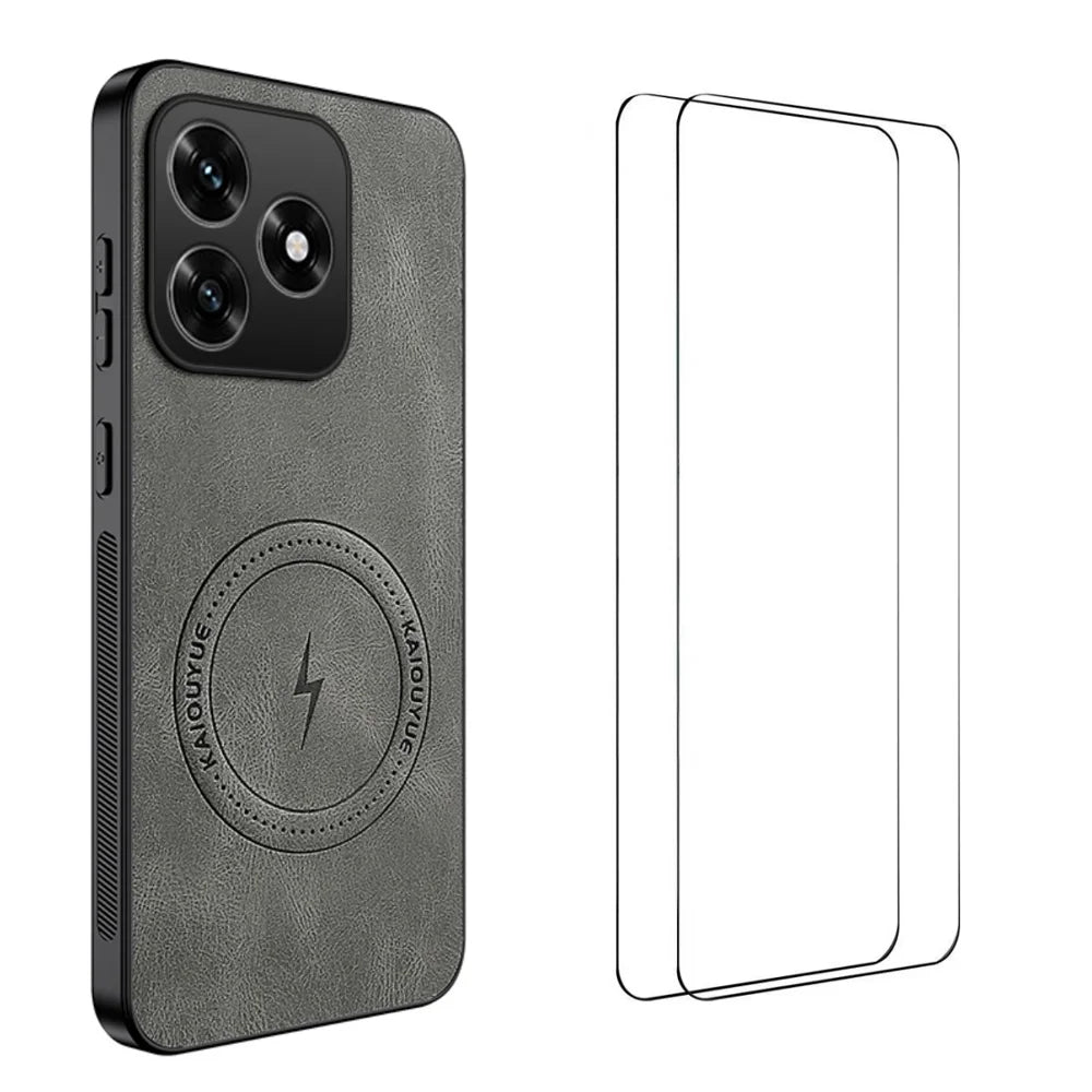 WANLONFENG For Honor X5c Plus 4G / Honor X5c 4G Magnetic Case  SD Series PC TPU Phone Cover with 2Pcs Screen Film - Grey - 1