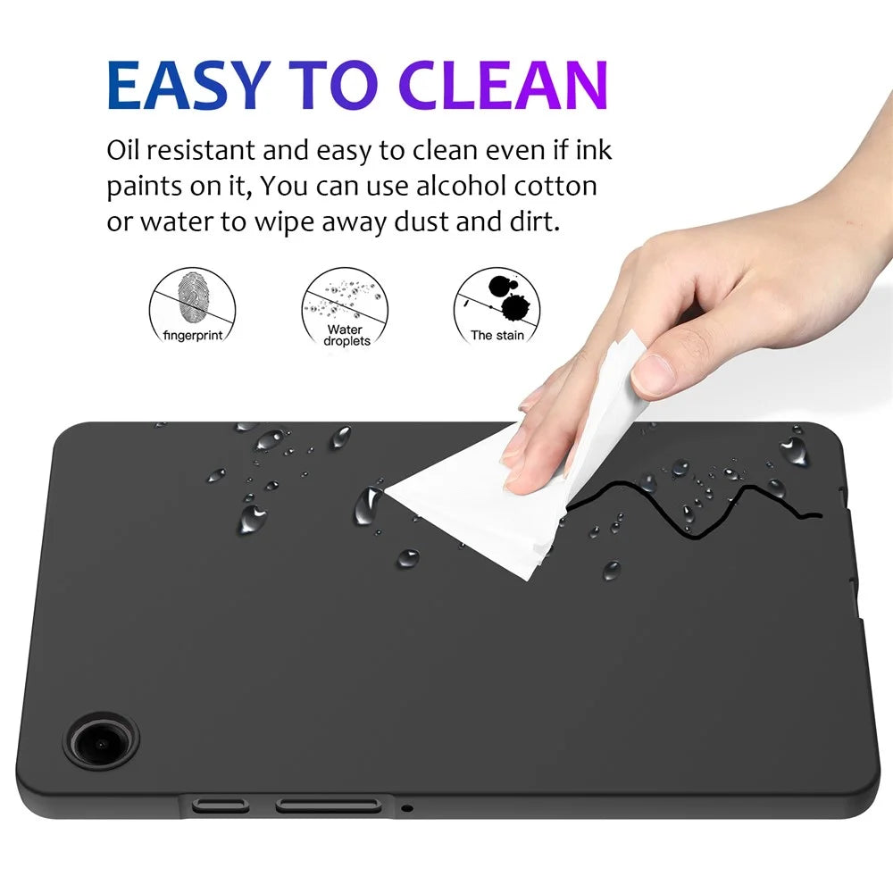 For Samsung Galaxy Tab A11 Case Liquid Silicone Anti-Scratch Tablet Cover - Black - 4