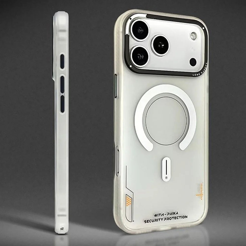 PAIKA Golden Sands Series For iPhone 17 Pro Case Compatible with MagSafe Matte PC + TPU Phone Cover - White - 3