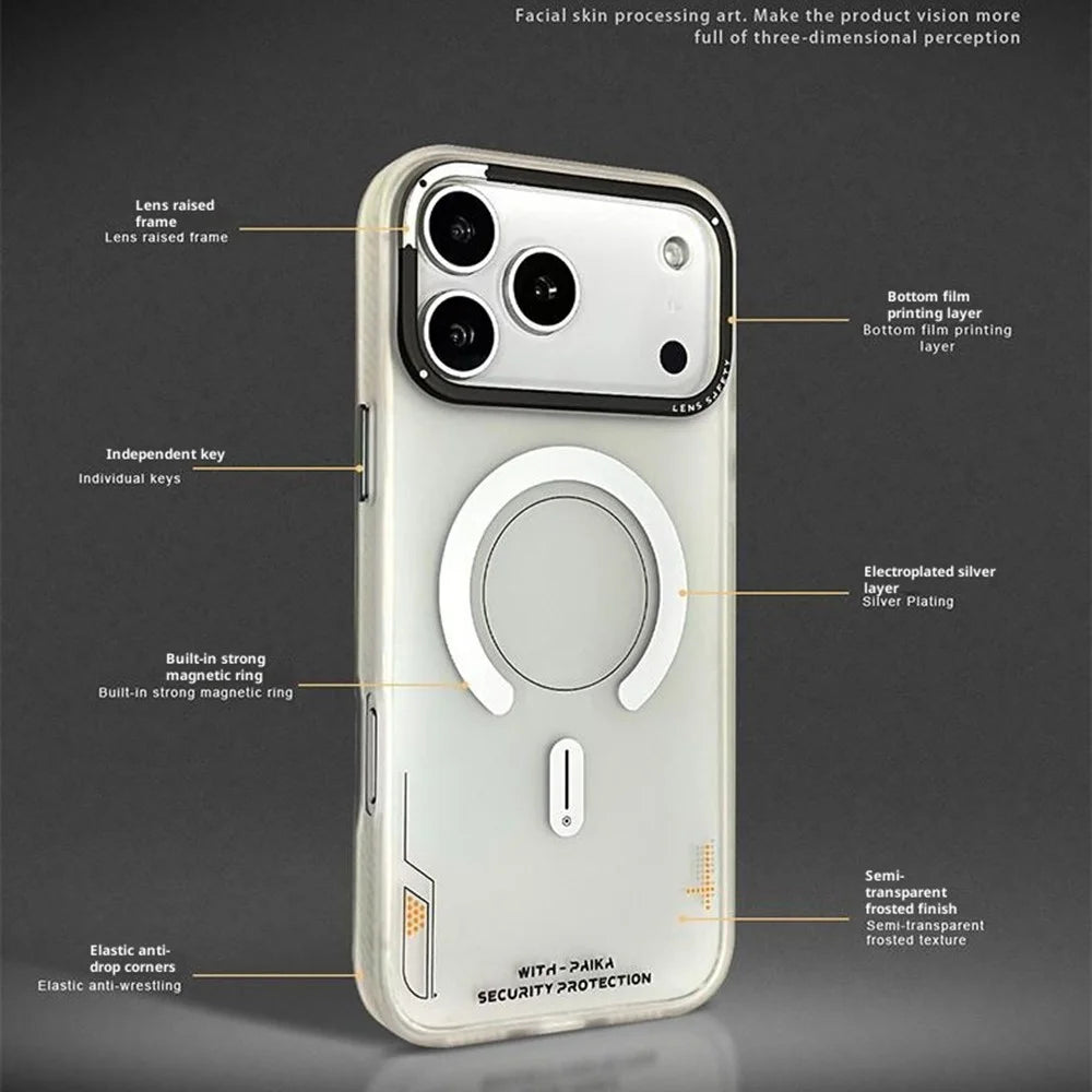 PAIKA Golden Sands Series For iPhone 17 Pro Case Compatible with MagSafe Matte PC + TPU Phone Cover - White - 4