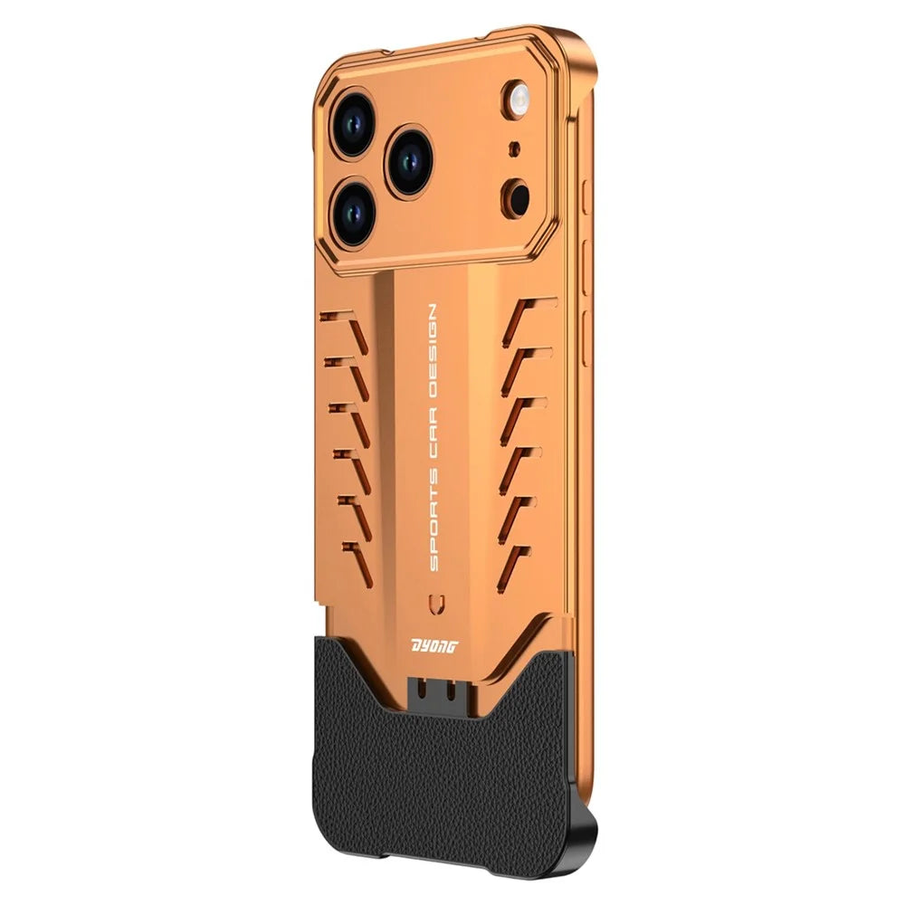 DYONG For iPhone 17 Pro Metal Case Snap-Open Design Heat Dissipation Shockproof Phone Cover - Orange - 1
