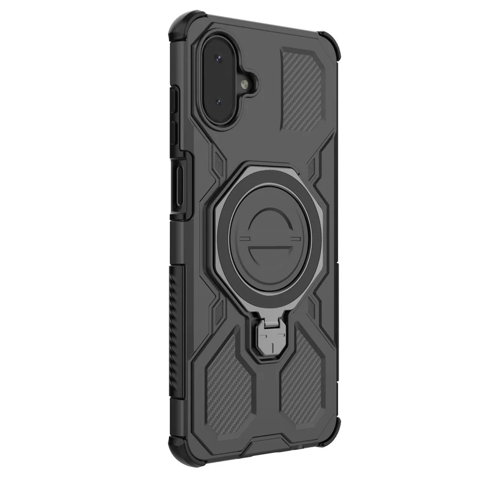 For Samsung Galaxy A08 5G / A08 4G / A07 5G / A07 4G Magnetic Case Rotating Metal Kickstand Shockproof PC + TPU Phone Back Cover - Black - 3
