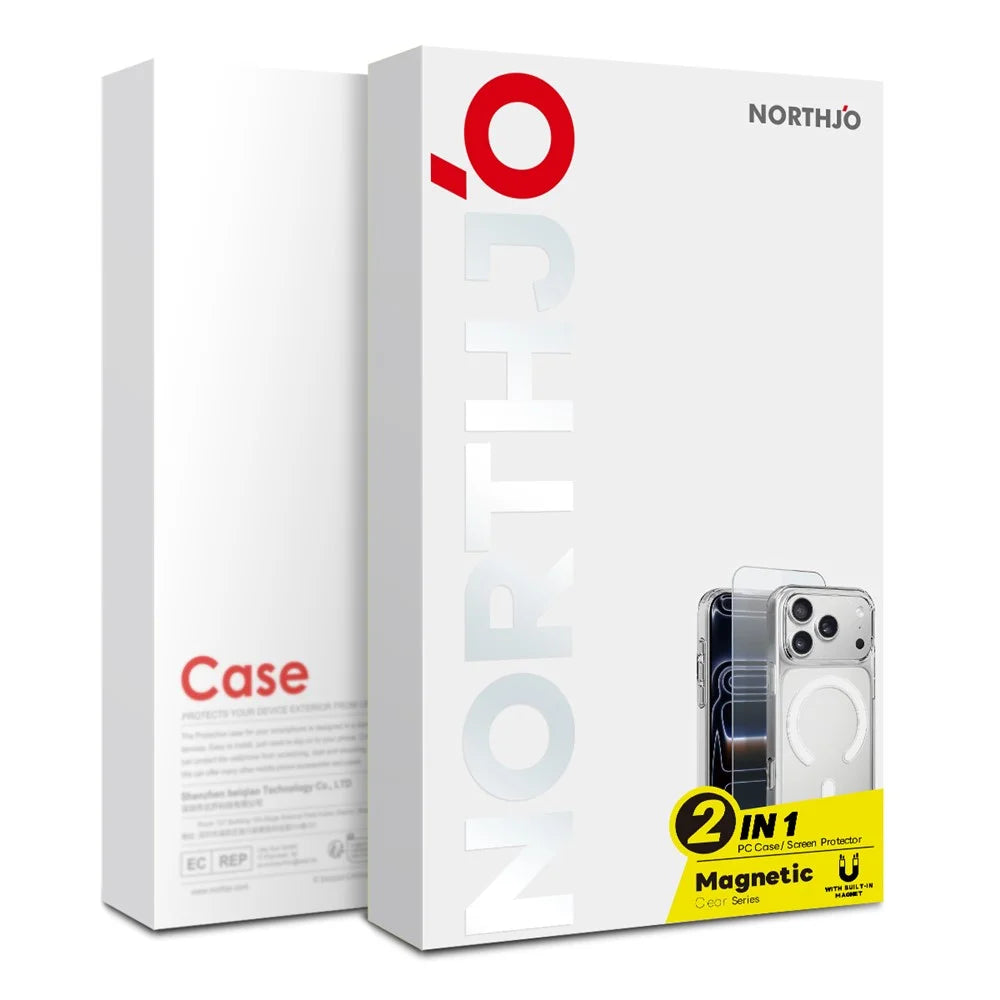NORTHJO For iPhone 15 Plus Case Compatible with MagSafe PC + TPU Phone Cover with Tempered Glass Film - Transparent - 4