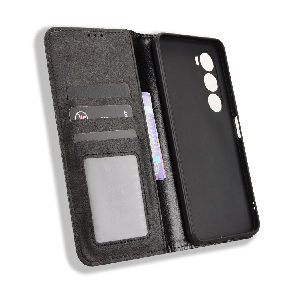 For itel A100 4G Leather Case Wallet Stand Retro Texture Phone Cover - Black - 2