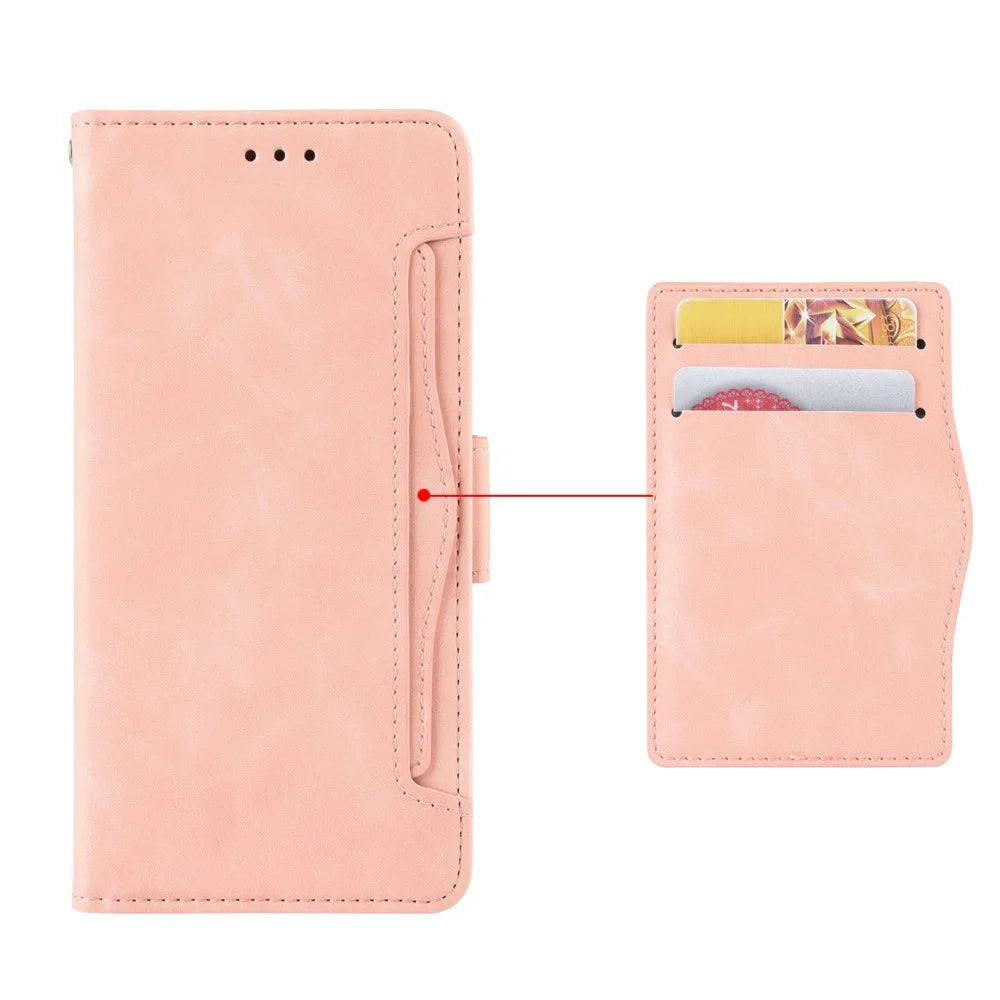 For itel A100 4G Leather Case Phone Wallet Cover with Multiple Card Slots - Pink - 5
