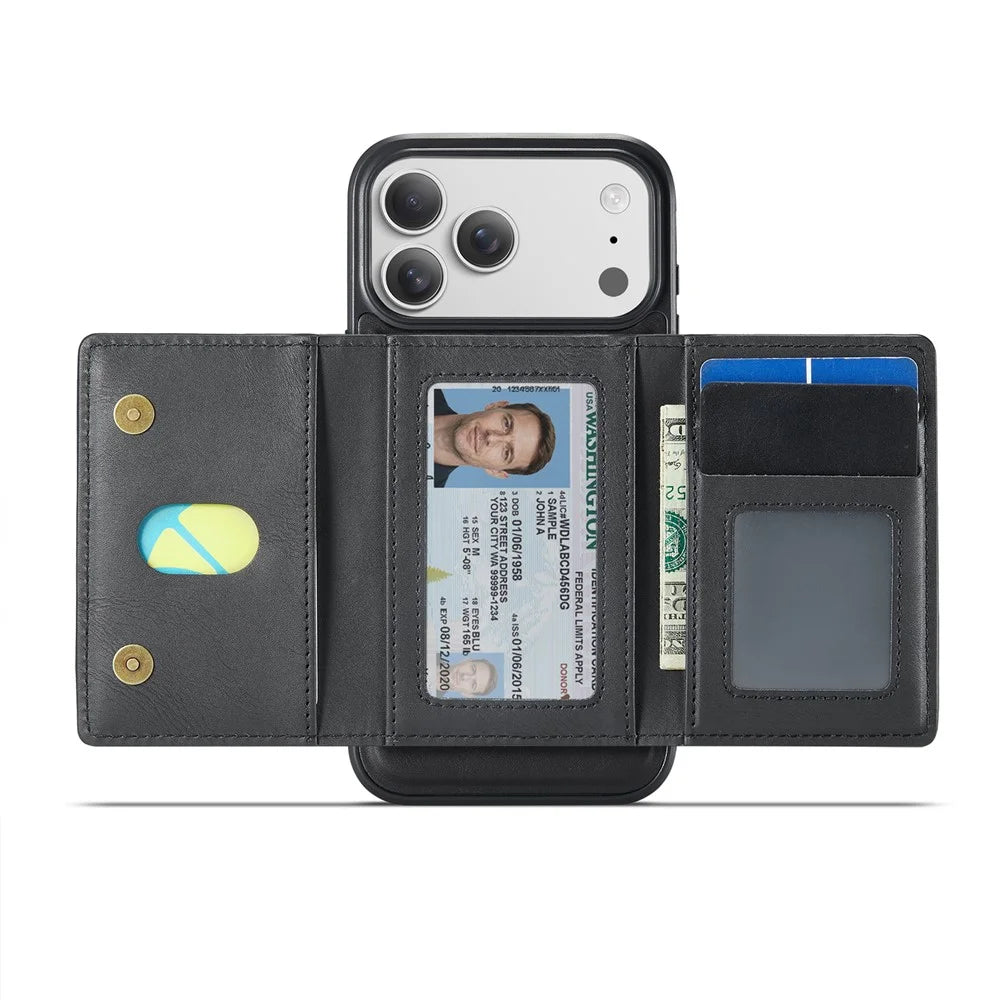 MAGKING K4 Series For iPhone 18 Pro Max / 17 Pro Max Case Compatible with MagSafe Detachable Wallet PU TPU PC Phone Cover - Black - 2