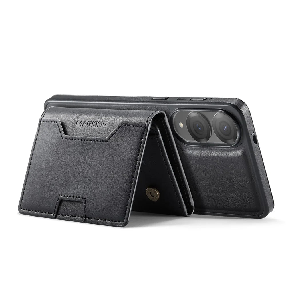 MAGKING K4 Series For Samsung Galaxy S25 Edge Magnetic Case Detachable Wallet PU TPU PC Phone Cover - Black - 2