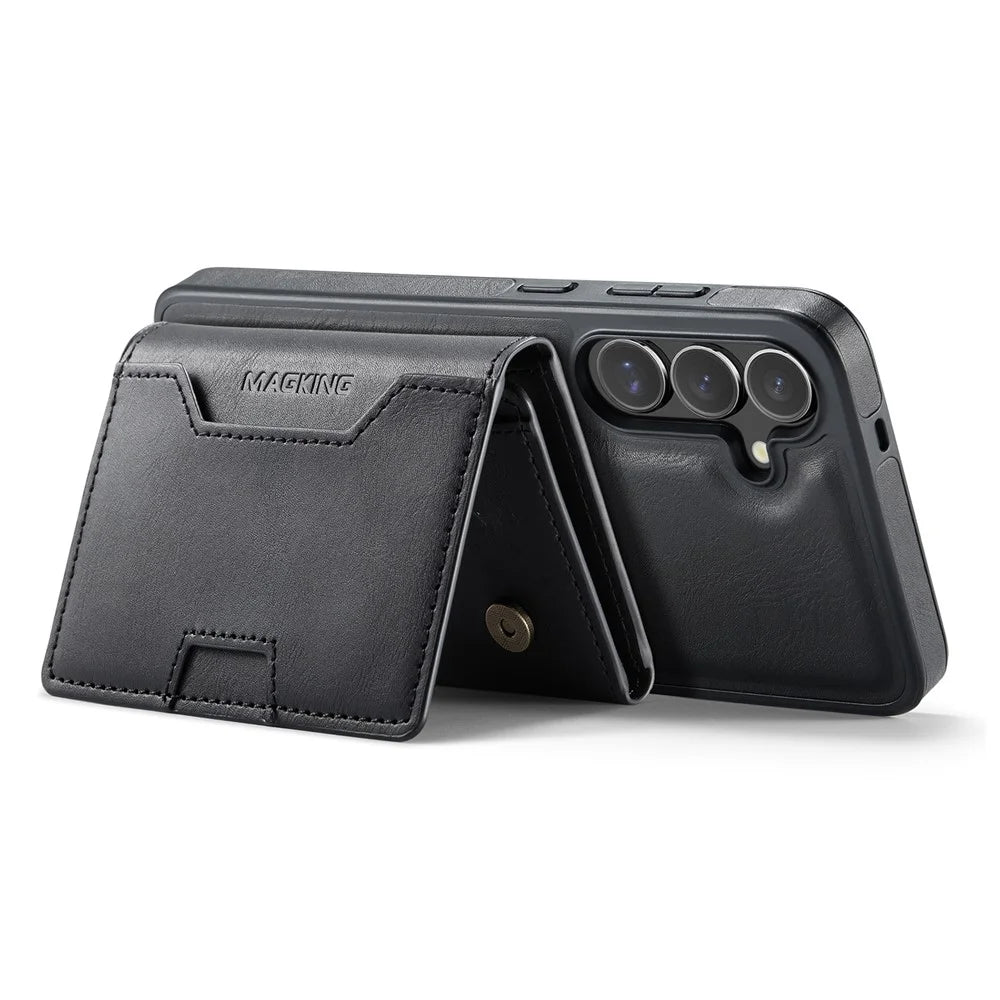 MAGKING K4 Series For Samsung Galaxy S25+ Magnetic Case Detachable Wallet PU TPU PC Phone Cover - Black - 3