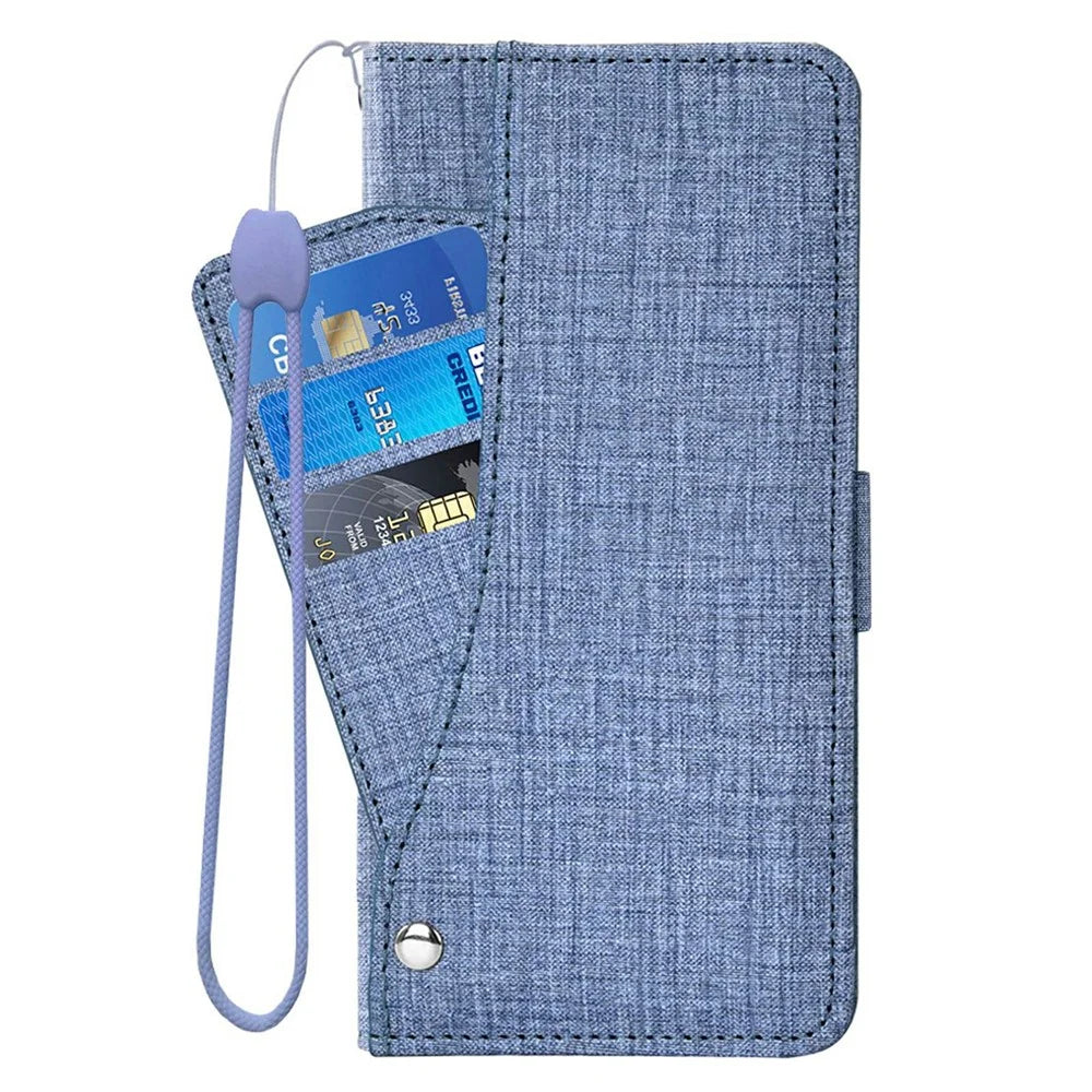 For OnePlus Nord 4 Case Jean Cloth Texture PU Leather Wallet Phone Cover with Rotating Card Slots - Blue - 7