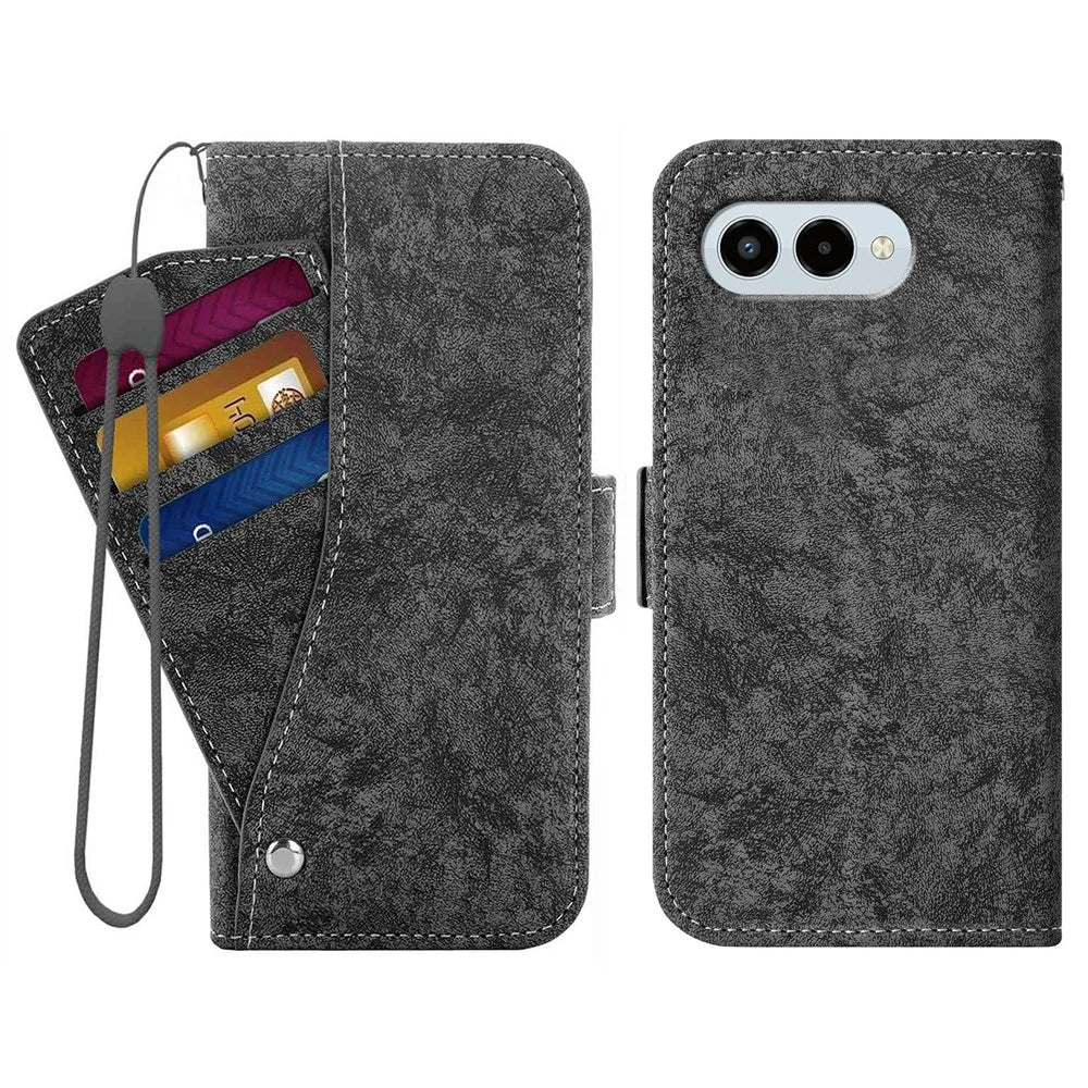 For T-Mobile REVVL 8  /  T Phone 3 Case Water-ink Painting Wallet PU Leather Phone Cover with Rotating Card Slots - Black - 1