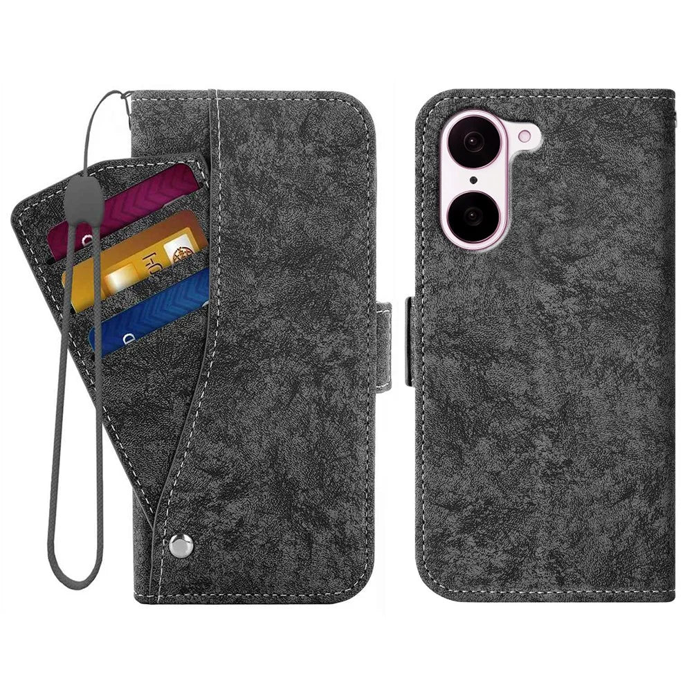 For OnePlus Nord CE5 5G  /  Ace 5 Racing 5G Case Water-ink Painting Wallet PU Leather Phone Cover with Rotating Card Slots - Black - 1