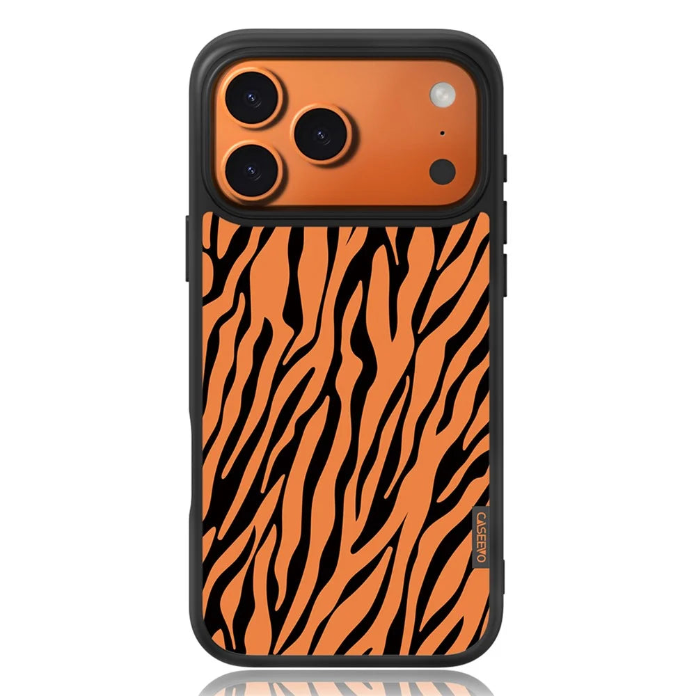 CASEEVO For iPhone 17 Pro Case Compatible with MagSafe Zebra Pattern TPU PC Phone Cover - Orange - 1
