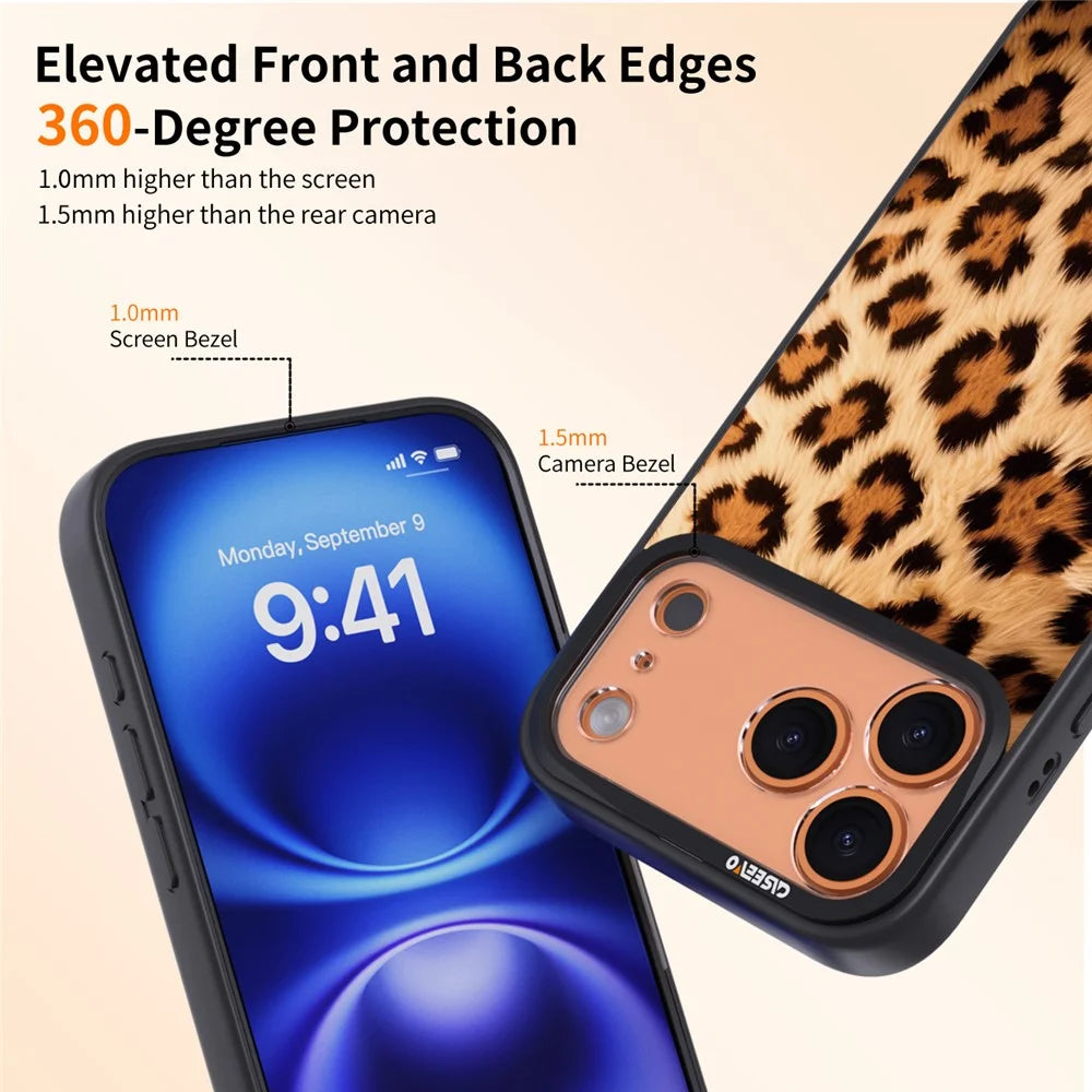 CASEEVO For iPhone 17 Pro Max Case Compatible with MagSafe Leopard Pattern TPU PC Phone Cover - Brown - 7