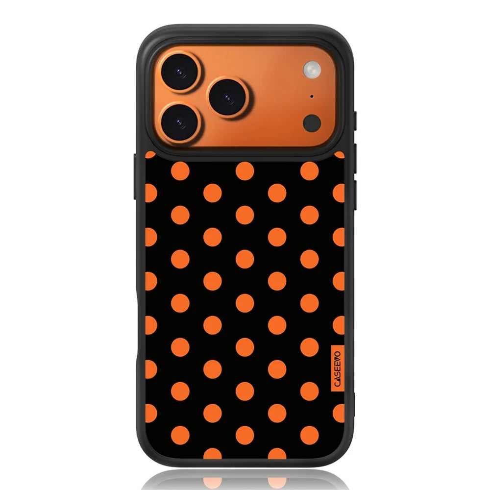 CASEEVO For iPhone 17 Pro Case Compatible with MagSafe Polka Dot Pattern TPU PC Phone Cover - Black  /  Orange - 1