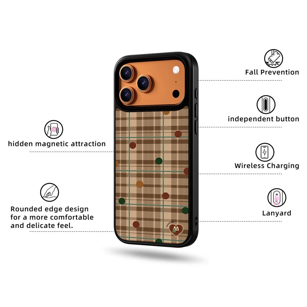 CASEEVO For iPhone 17 Pro Case Compatible with MagSafe Grid Pattern TPU PC Phone Cover - Colorful British Plaid - 2