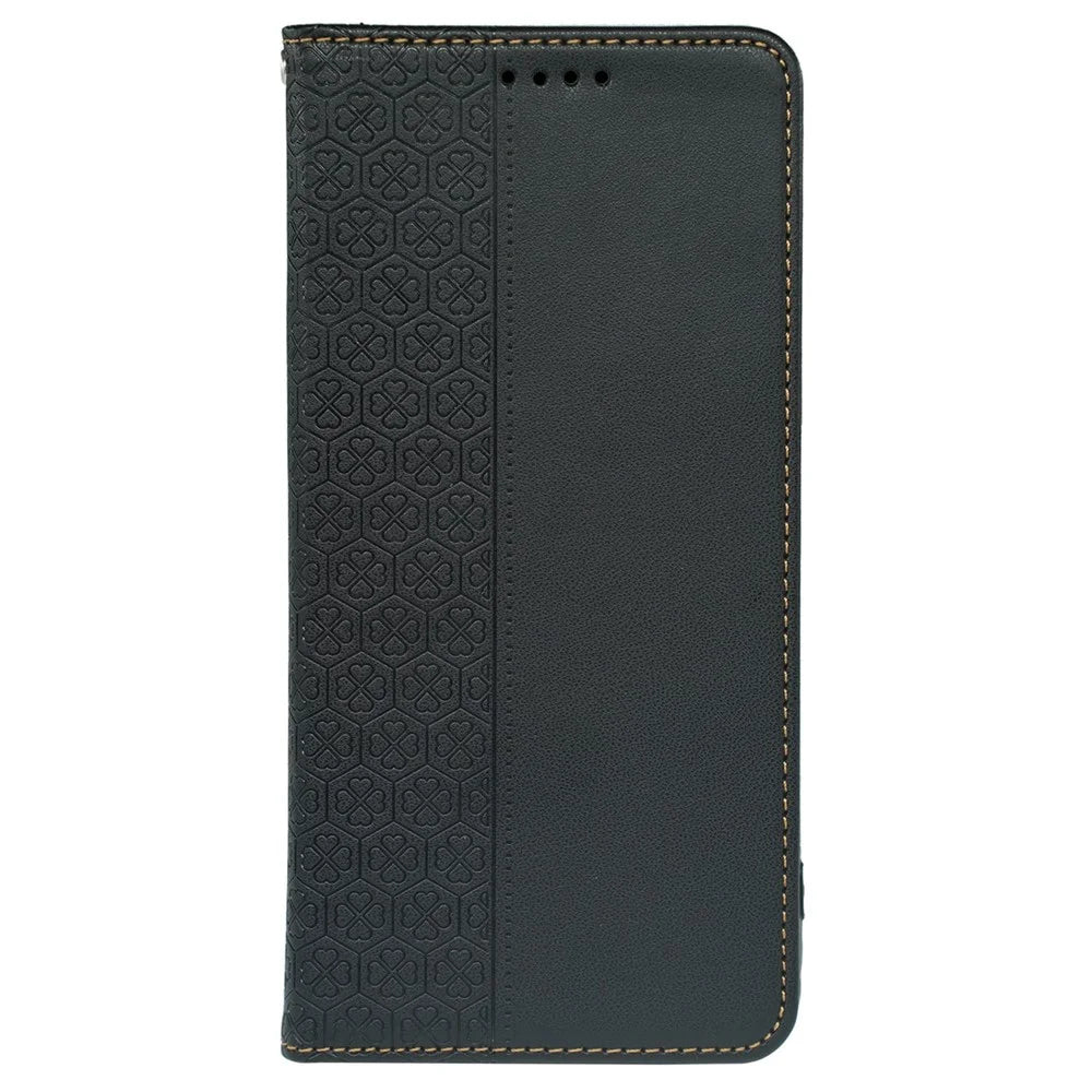 For Samsung Galaxy S25 Edge Case Four Leaf Clover Leather Flip Phone Cover Stand Wallet - Black - 4