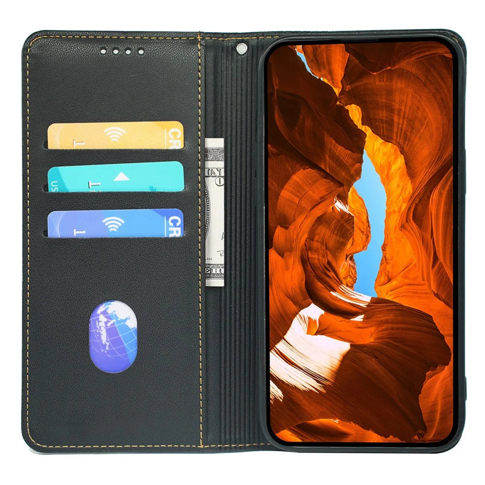 Leather Case For OnePlus 13R 5G  /  Ace 5 5G  /  Ace 5 Pro 5G Four Leaf Clover Flip Phone Cover Stand Wallet - Black - 2
