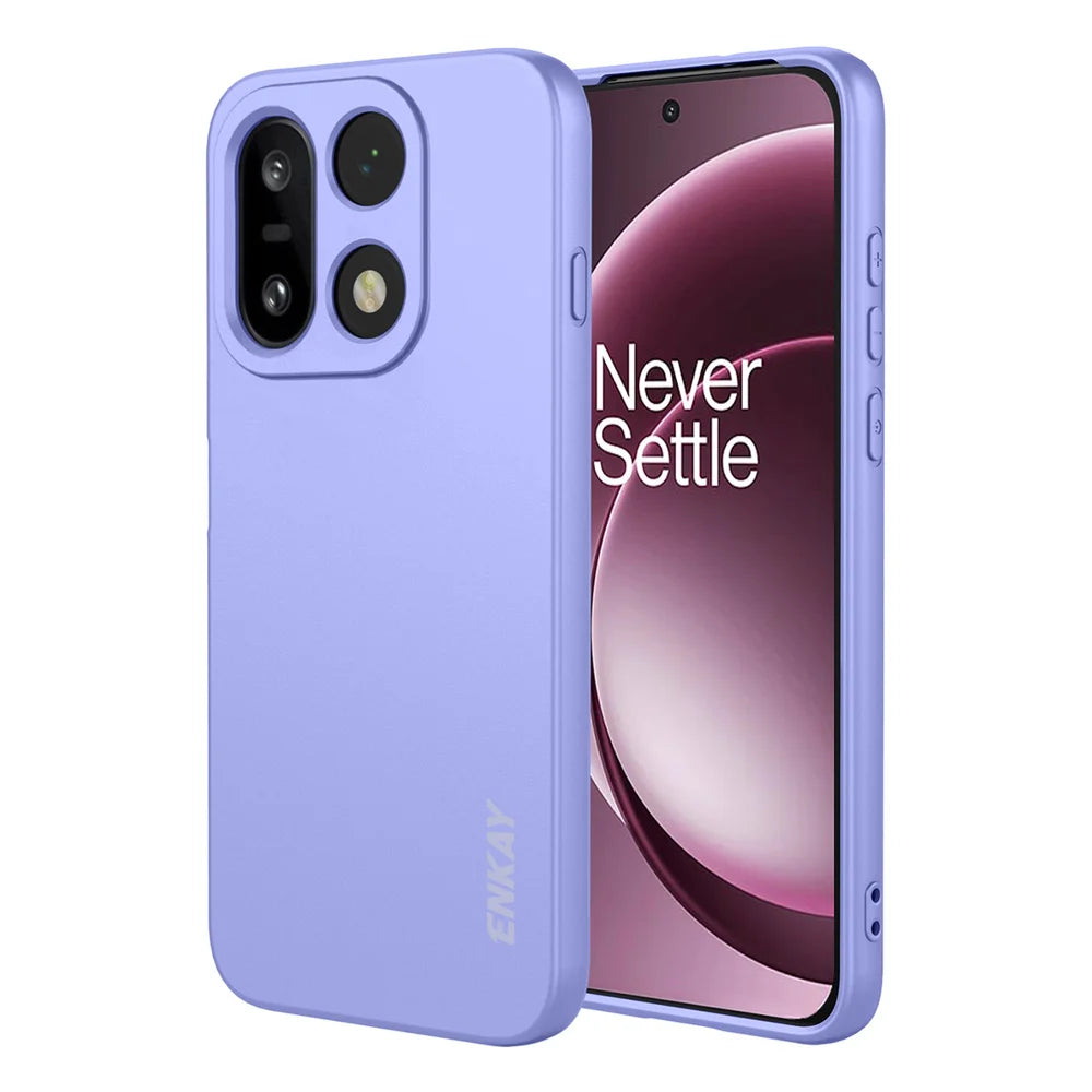 ENKAY HAT PRINCE For OnePlus 15 5G Silicone Case   Straight Edge Cell Phone Back Cover - Purple - 1
