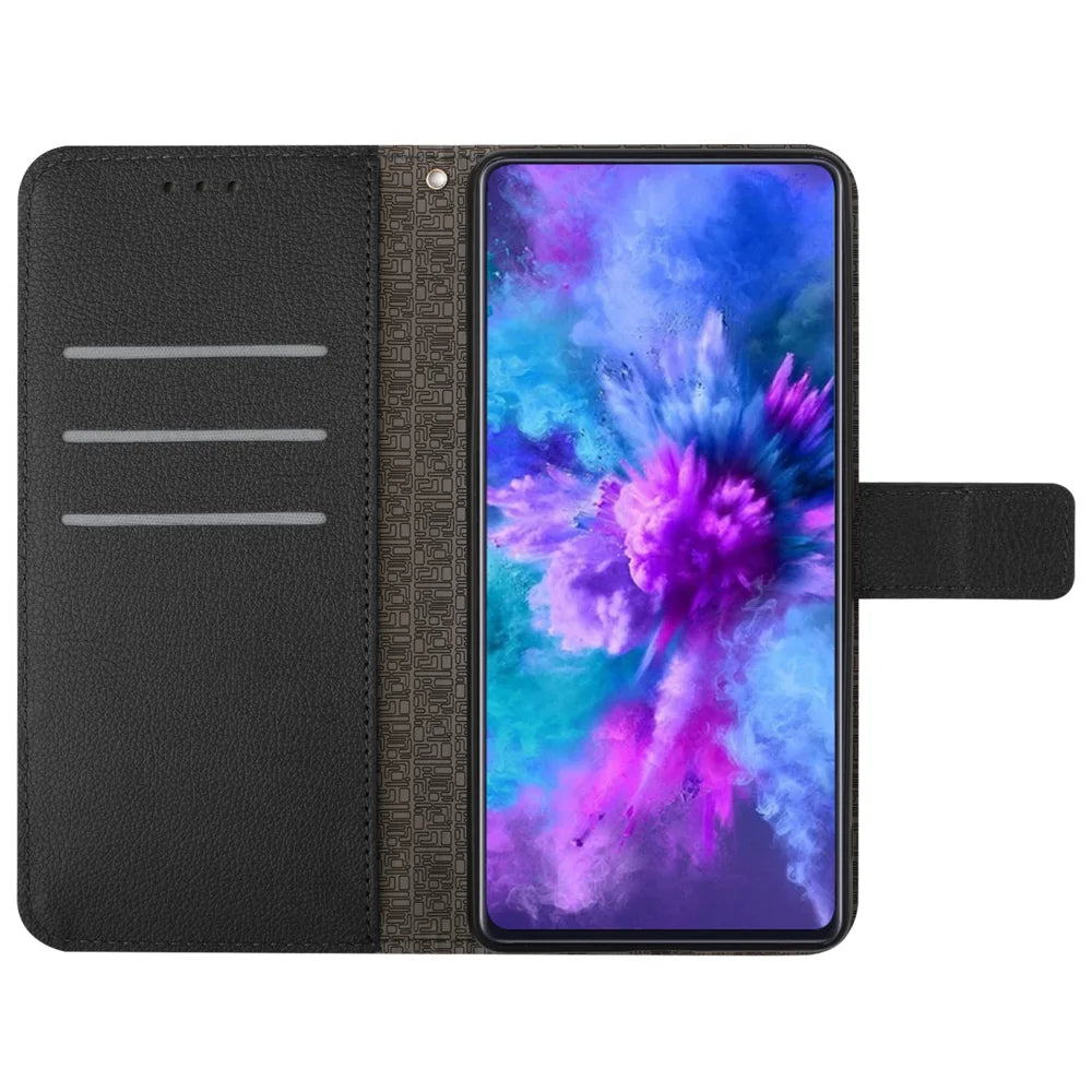 For Samsung Galaxy S26 Ultra Case Wallet Imprint PU Leather Flip Folio Phone Cover - Black - 7