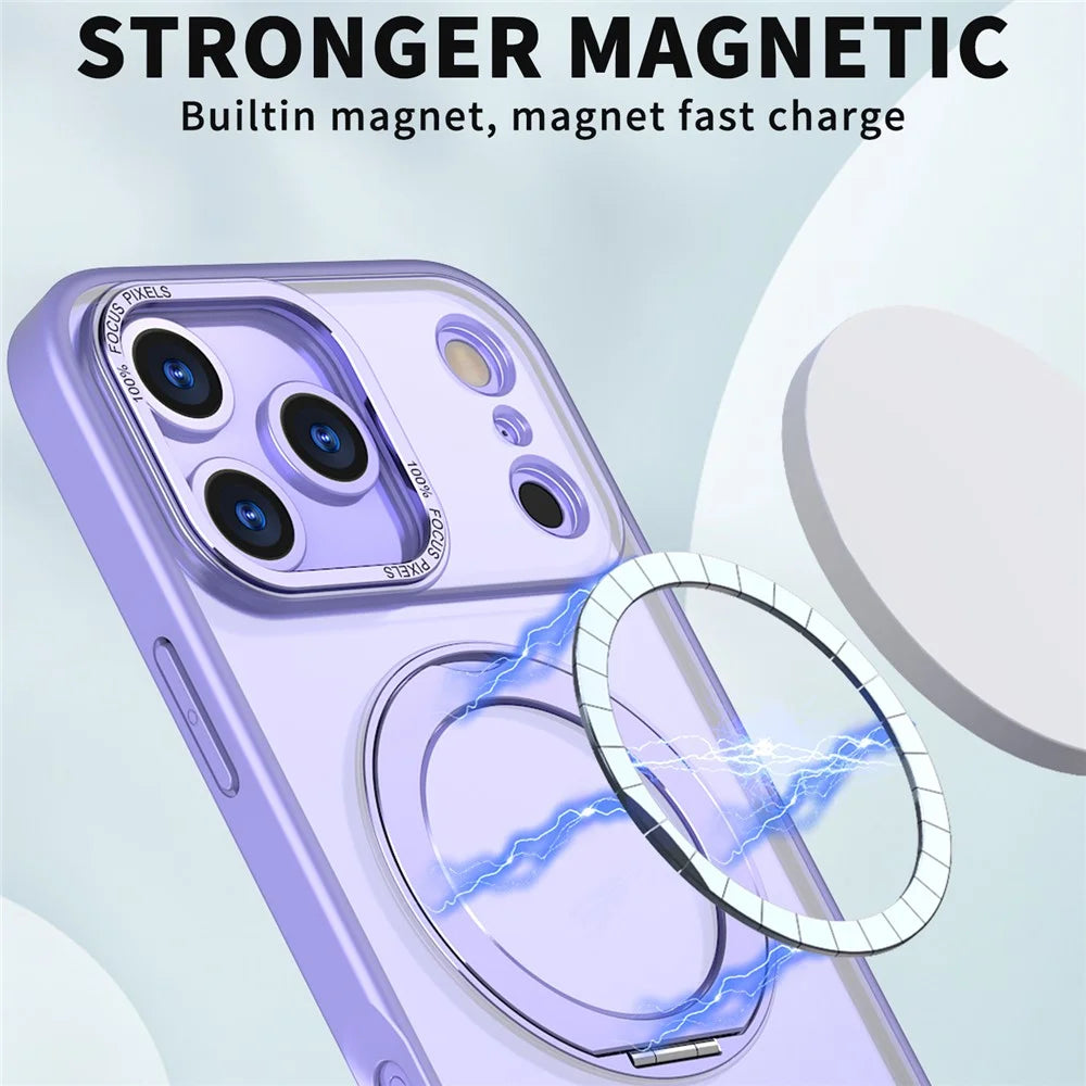 For iPhone 18 Pro Max / 17 Pro Max Case Compatible with MagSafe Skin-touch TPU + PC Phone Cover with Rotating Kickstand - Lilac Purple - 2