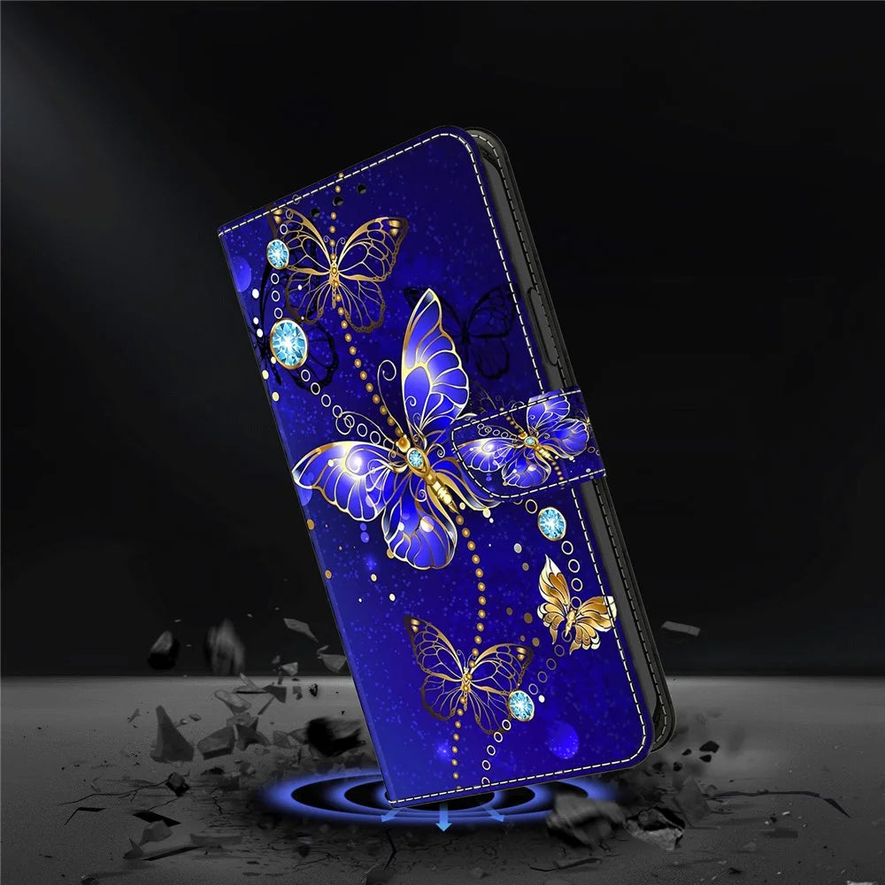 For Samsung Galaxy S26+ Case 3D Pattern PU Leather Wallet Phone Cover with Stand - Diamond Butterfly - 4