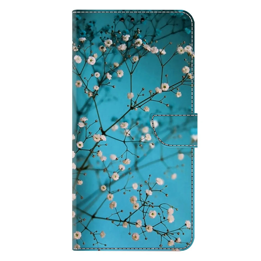 For Samsung Galaxy S26+ Case with Card Slot Pattern Printed TPU + PU Leather Flip Phone Cover - Flower Branch - 5