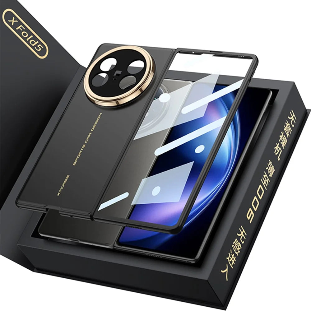 GKK For vivo X Fold5 5G Case Hard PC Ultra Slim Phone Cover with Front Tempered Glass Film - Black - 2