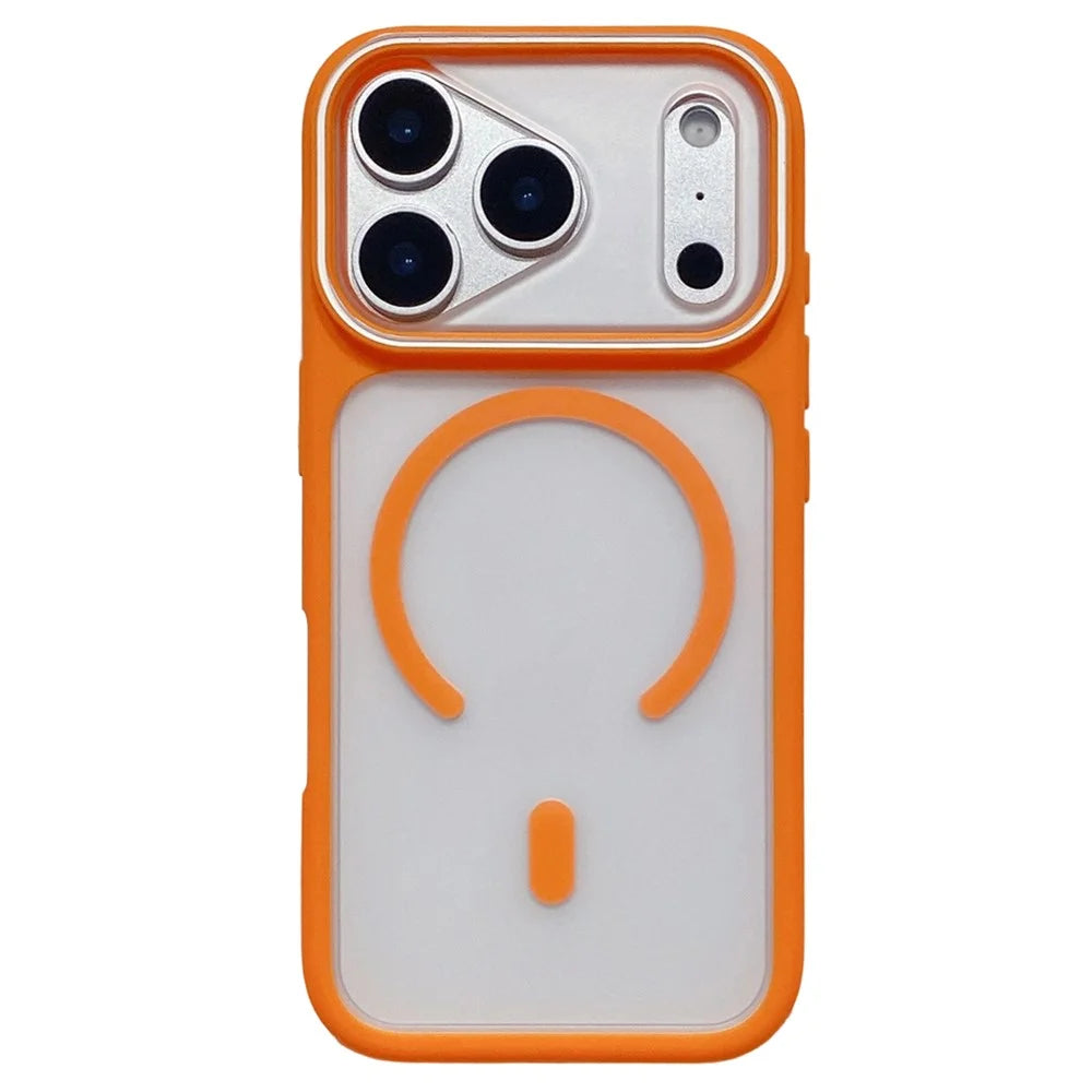 For iPhone 18 Pro Max / 17 Pro Max Case Compatible with MagSafe Large Viewing Window TPU + PC Shockproof Phone Cover - Orange - 1