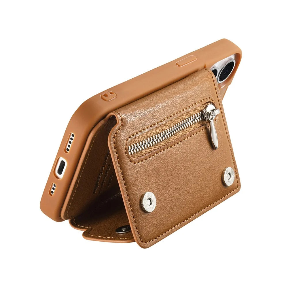 For Samsung Galaxy A25 5G (Global) (161mm) Case D-Ring Holder Leather + PC + TPU Phone Cover with Wallet Kickstand - Brown - 3