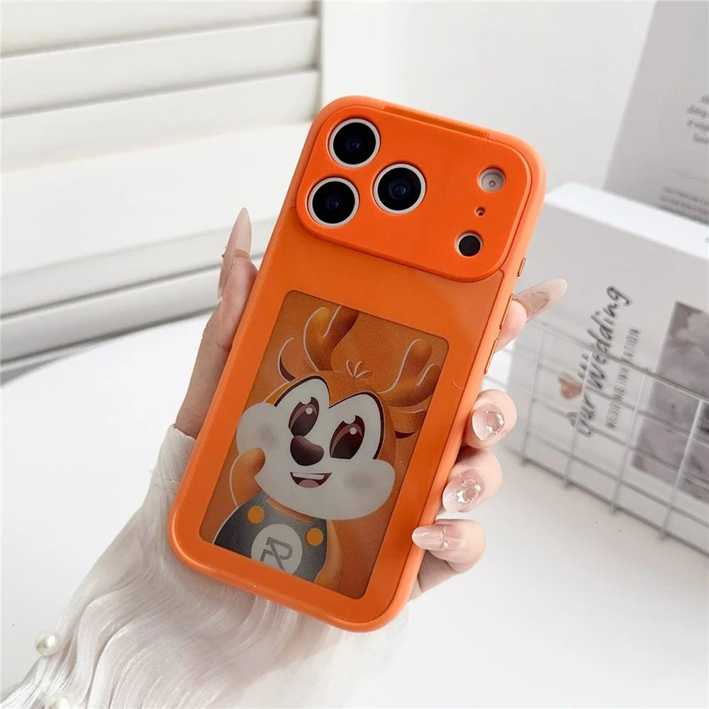 For iPhone 17 Pro Max E Ink Phone Cover 4-Color Display Pattern Customized Case - Orange - 2