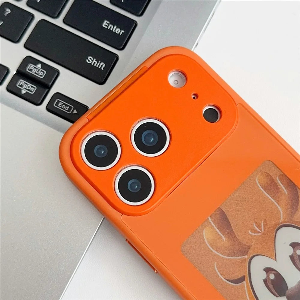For iPhone 17 Pro Max E Ink Phone Cover 4-Color Display Pattern Customized Case - Orange - 5