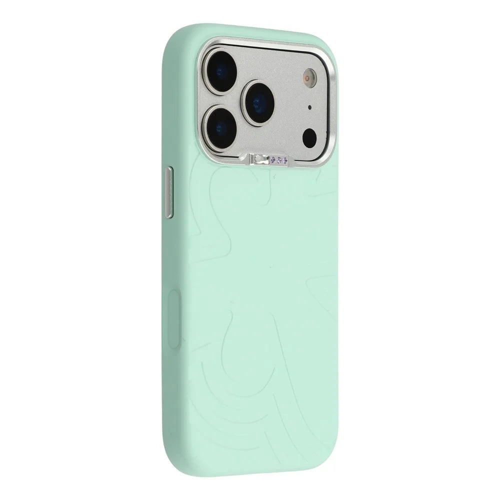 JAUCASE For iPhone 17 Pro Max Case Compatible with MagSafe Rhinestone Decor Metal Camera Frame Liquid Silicone Phone Cover - Green - 1