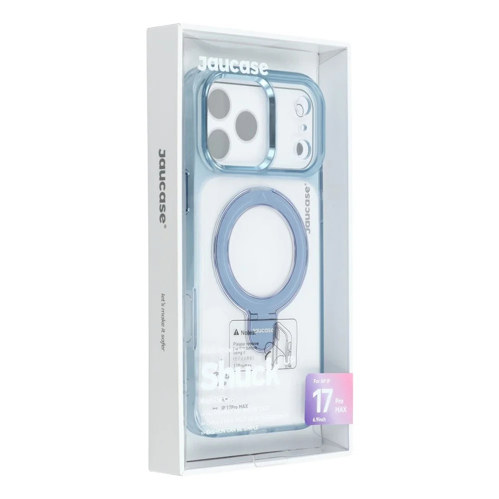 JAUCASE For iPhone 17 Pro Case Rotating Kickstand TPU + PC Shockproof Phone Cover - Transparent Blue - 7