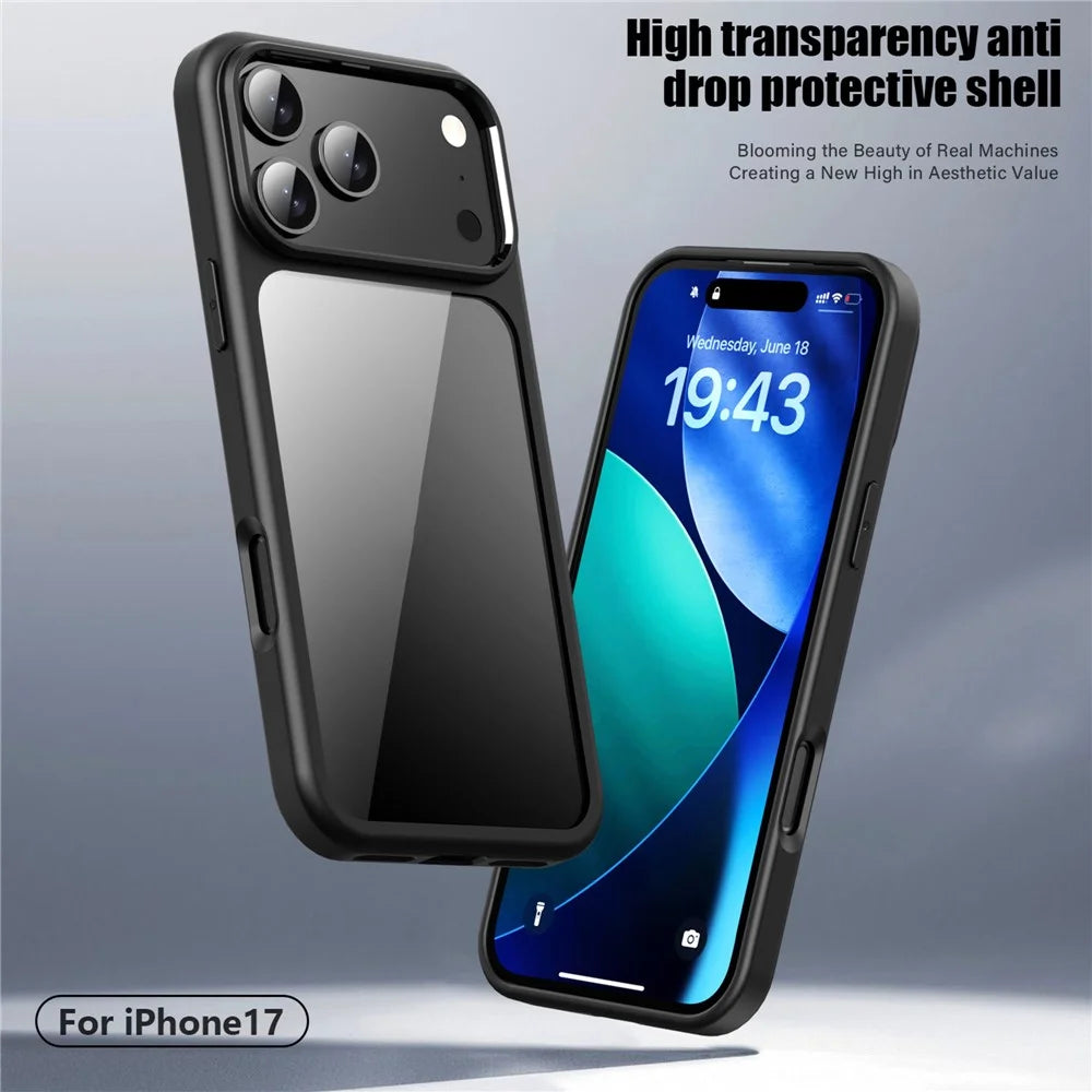 IPAKY For iPhone 17 Pro Max Clear Phone Case TPU + PC Anti-Fingerprint Back Cover - Black - 2