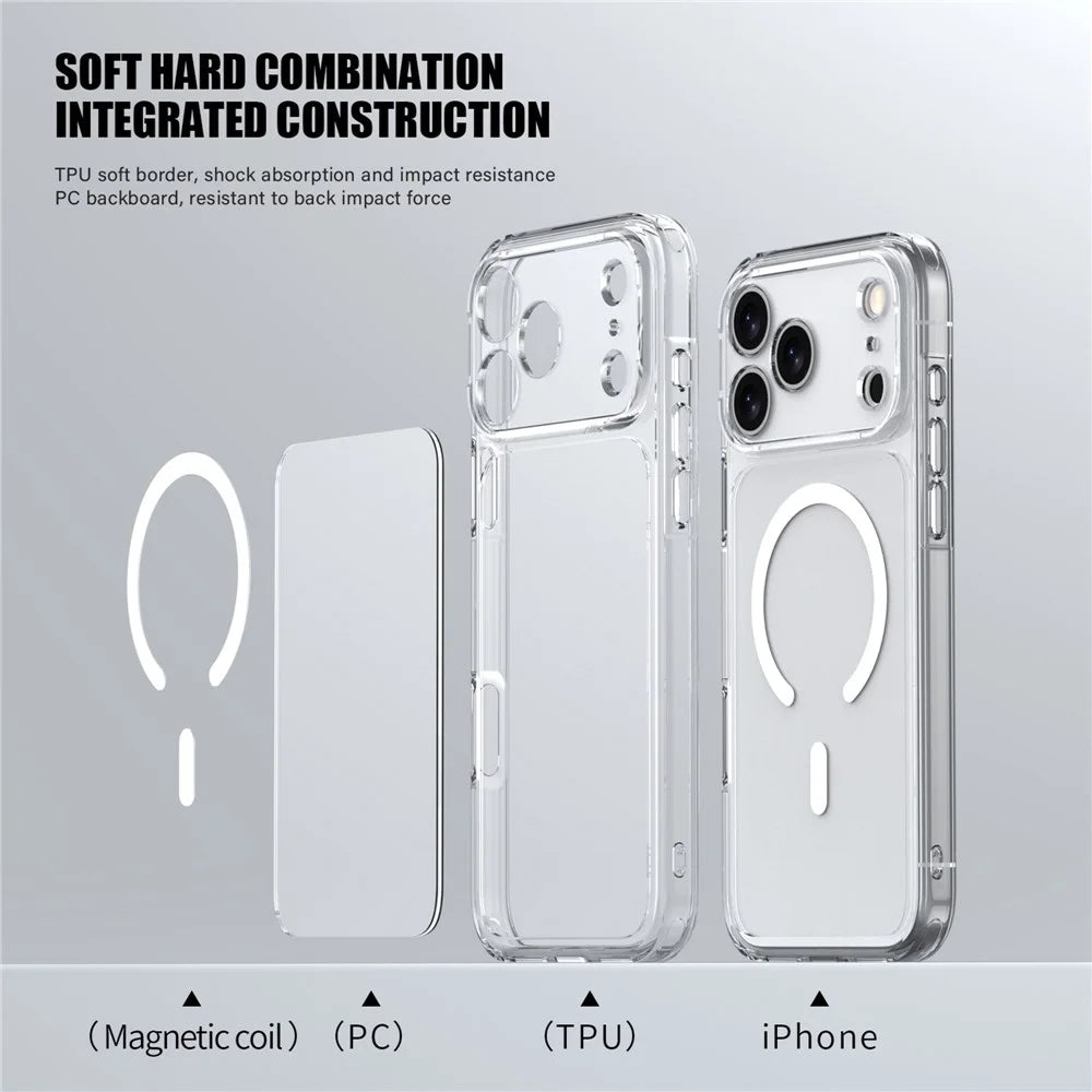IPAKY For iPhone 17 Pro Max Clear Case TPU + PC Slim Phone Back Cover Compatible with MagSafe - Transparent - 2