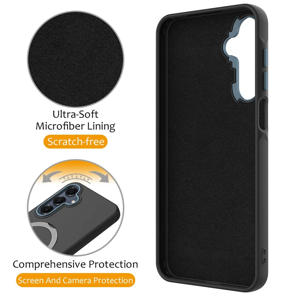 For Samsung Galaxy A16 5G  /  4G Magnetic Case Rotating Ring Kickstand TPU + PC Phone Back Cover - Black - 3