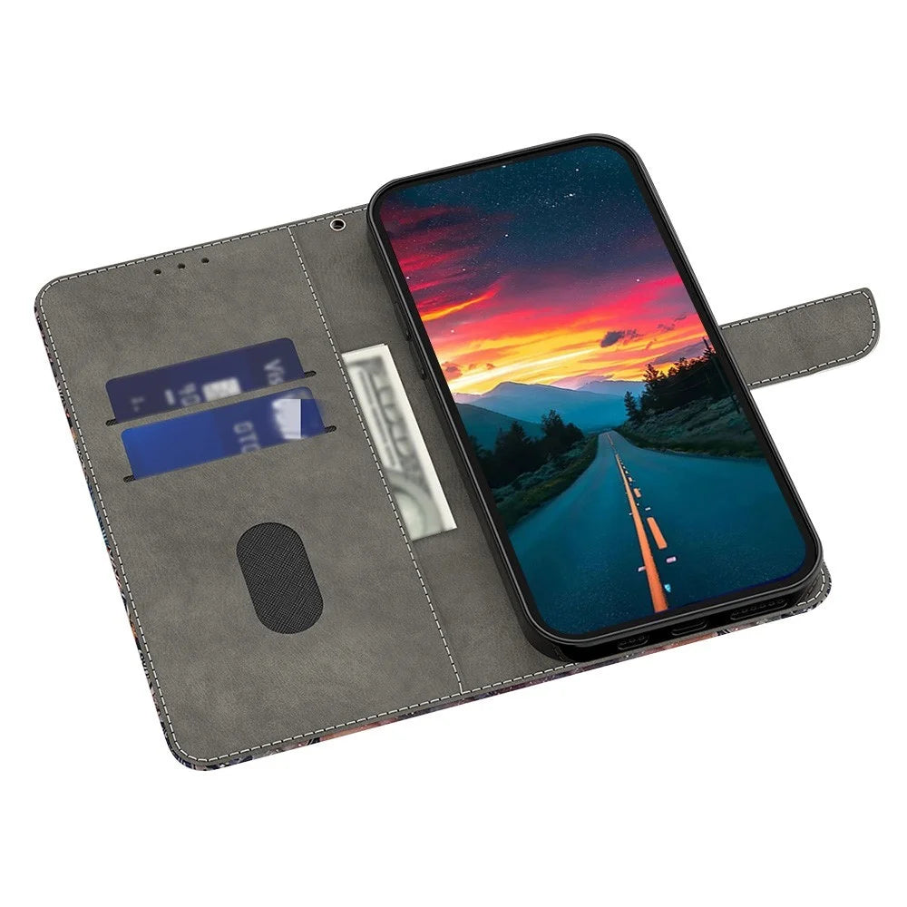 For Samsung Galaxy A08 5G / A08 4G / A07 5G / A07 4G Case Foldable Stand Wallet Pattern Printing PU Leather Flip Phone Cover - Pink Bird - 2