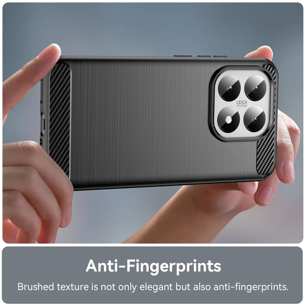 WANLONFENG For Xiaomi 15T Case with Screen Film  LS Series Big Lens Hole Brushed Texture TPU Phone Cover - Black - 6