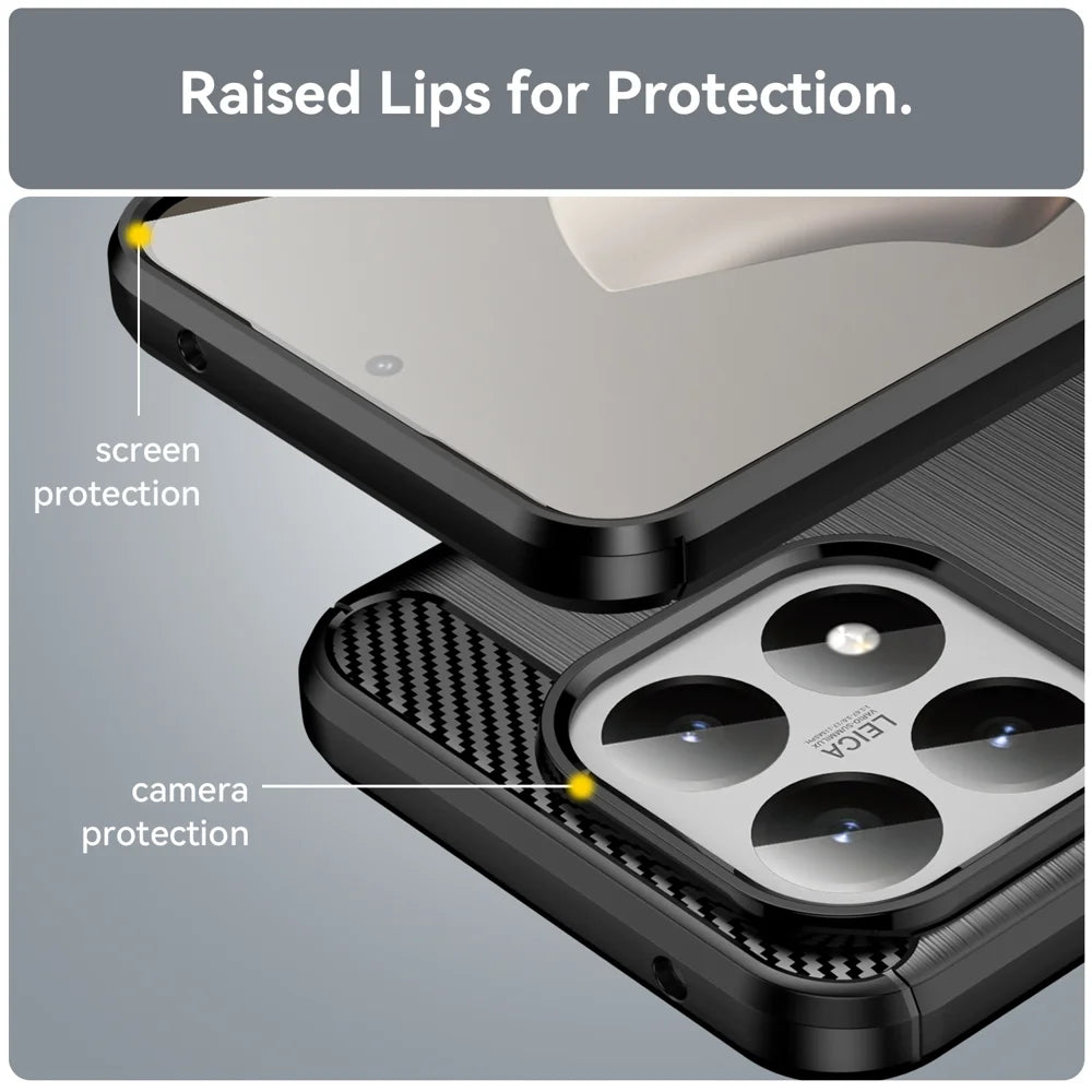 WANLONFENG For Xiaomi 15T Case with Screen Film  LS Series Big Lens Hole Brushed Texture TPU Phone Cover - Black - 7