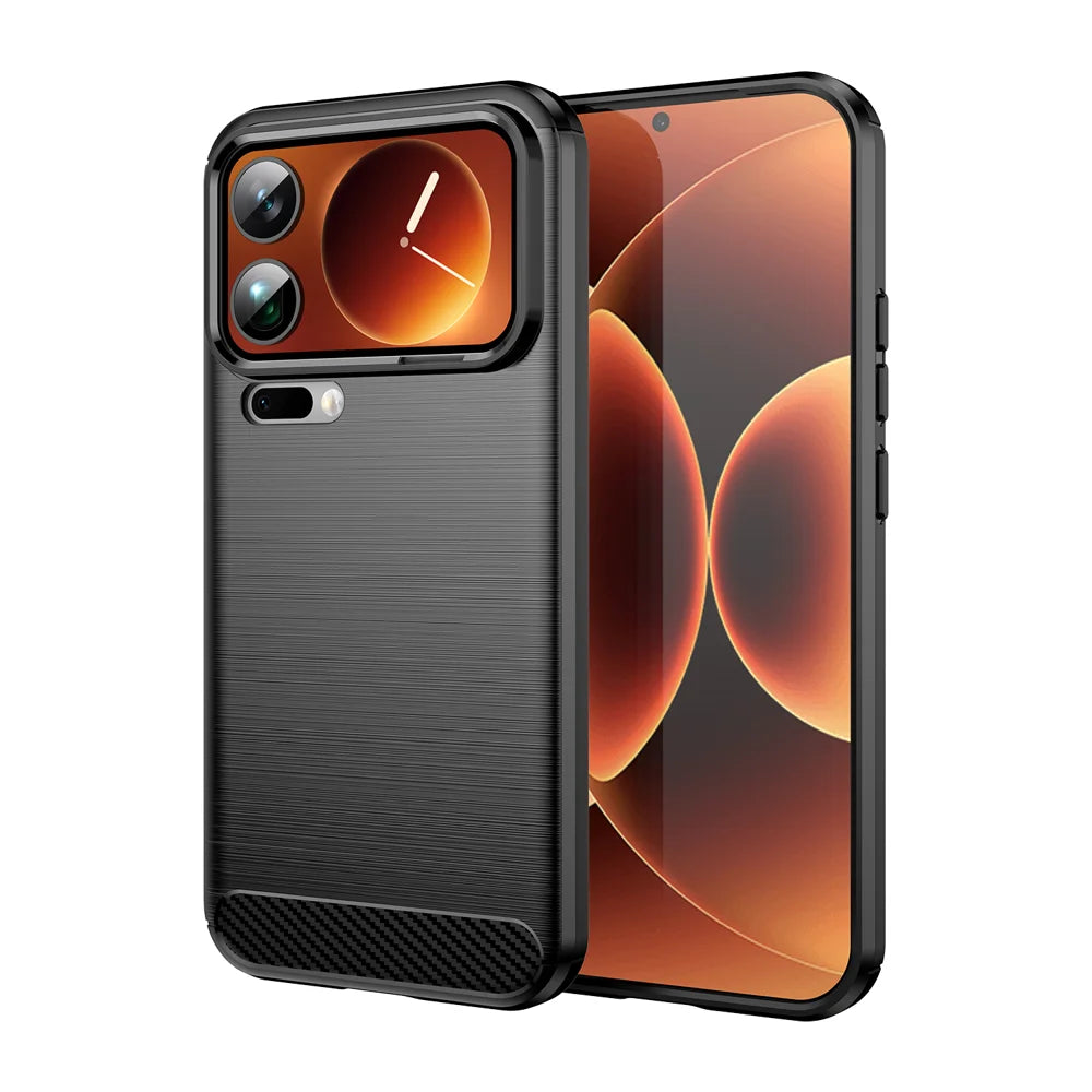 WANLONFENG For Xiaomi 17 Pro Max Case with Screen Film  LS Series Big Lens Hole Brushed Texture TPU Phone Cover - Black - 2